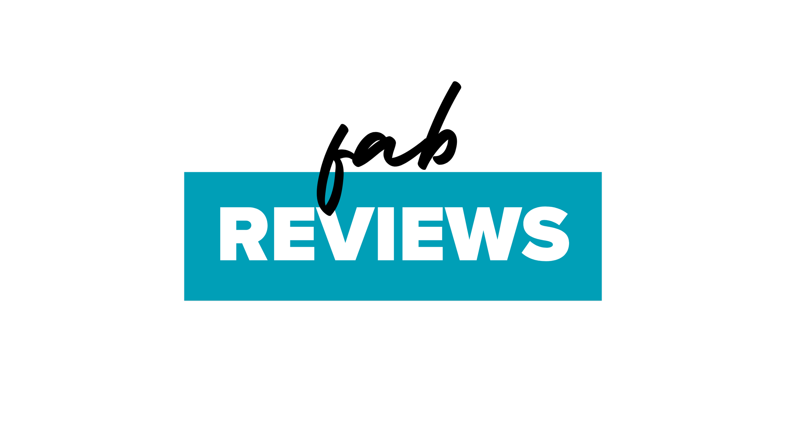 Graphic with black background and a teal rectangle in the center containing the word 'REVIEWS' in white capital letters.