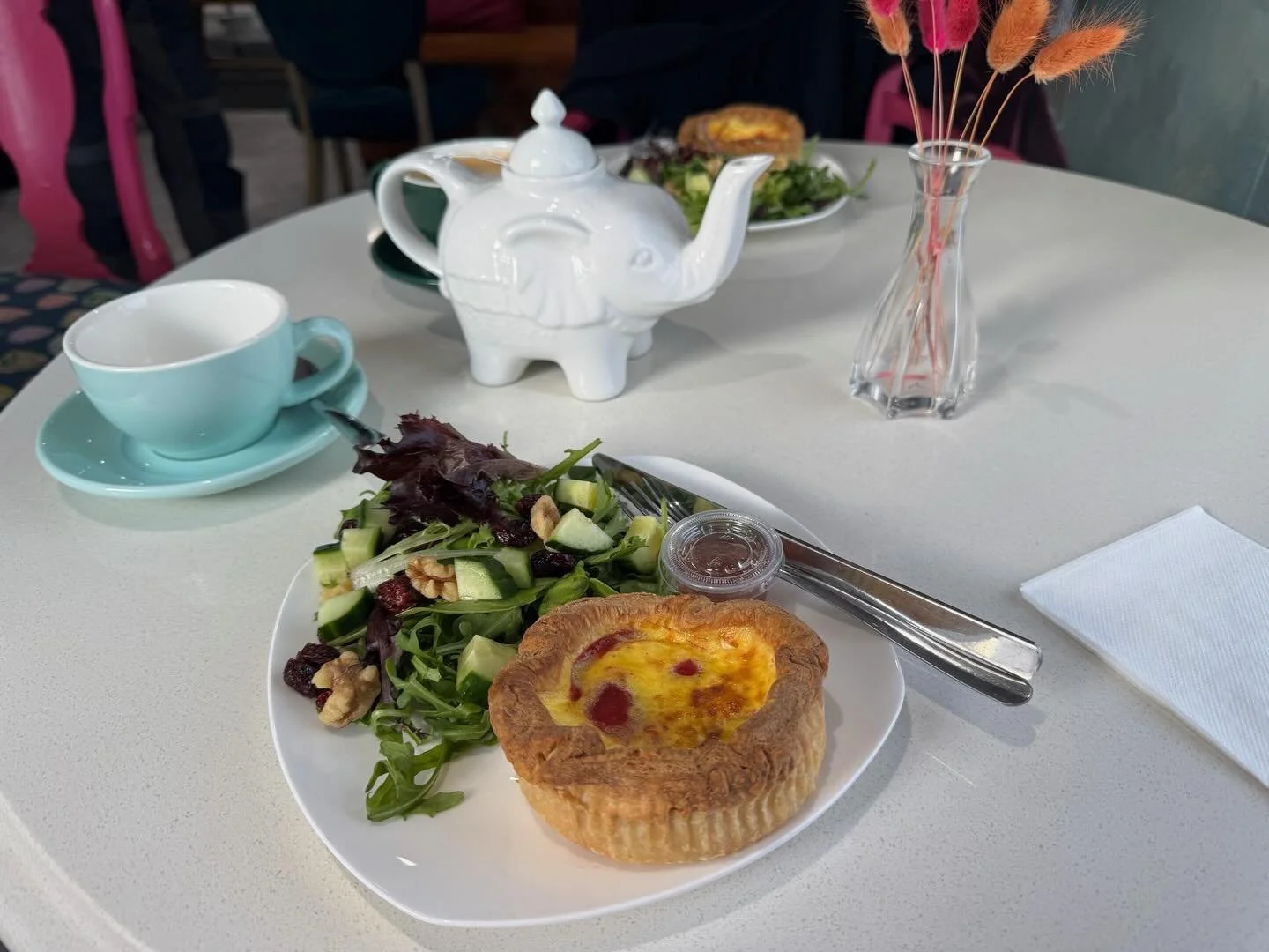 ALERT ‼️ ALERT ‼️ Saltbox is now serving quiche! Pictured is Red Pepper &amp; Goat Cheese but also available Broccoli &amp; Cheese, and Ham &amp; Cheese. Thanks to my amazing customer Ursula Balzer for taking the photo and being my Guinea pig 🥰