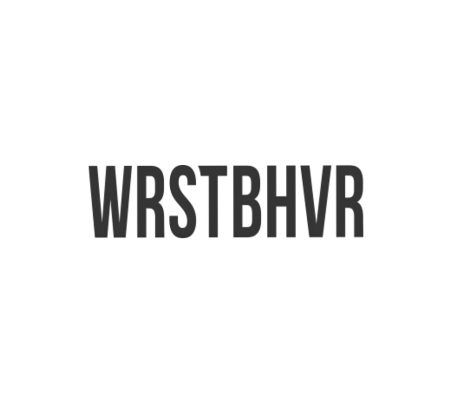 The image features a black background with white text that spells WRSTBHVR in uppercase letters.