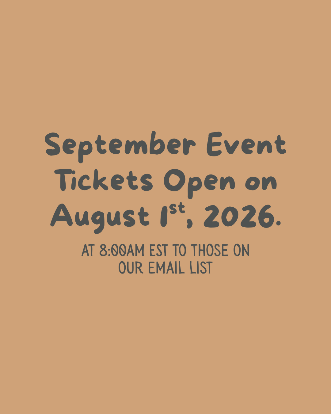 September Event Tickets Open