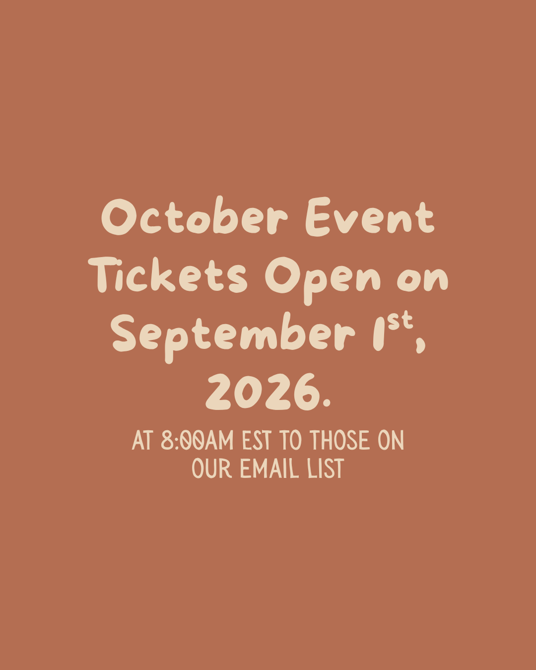 October Event Tickets Open
