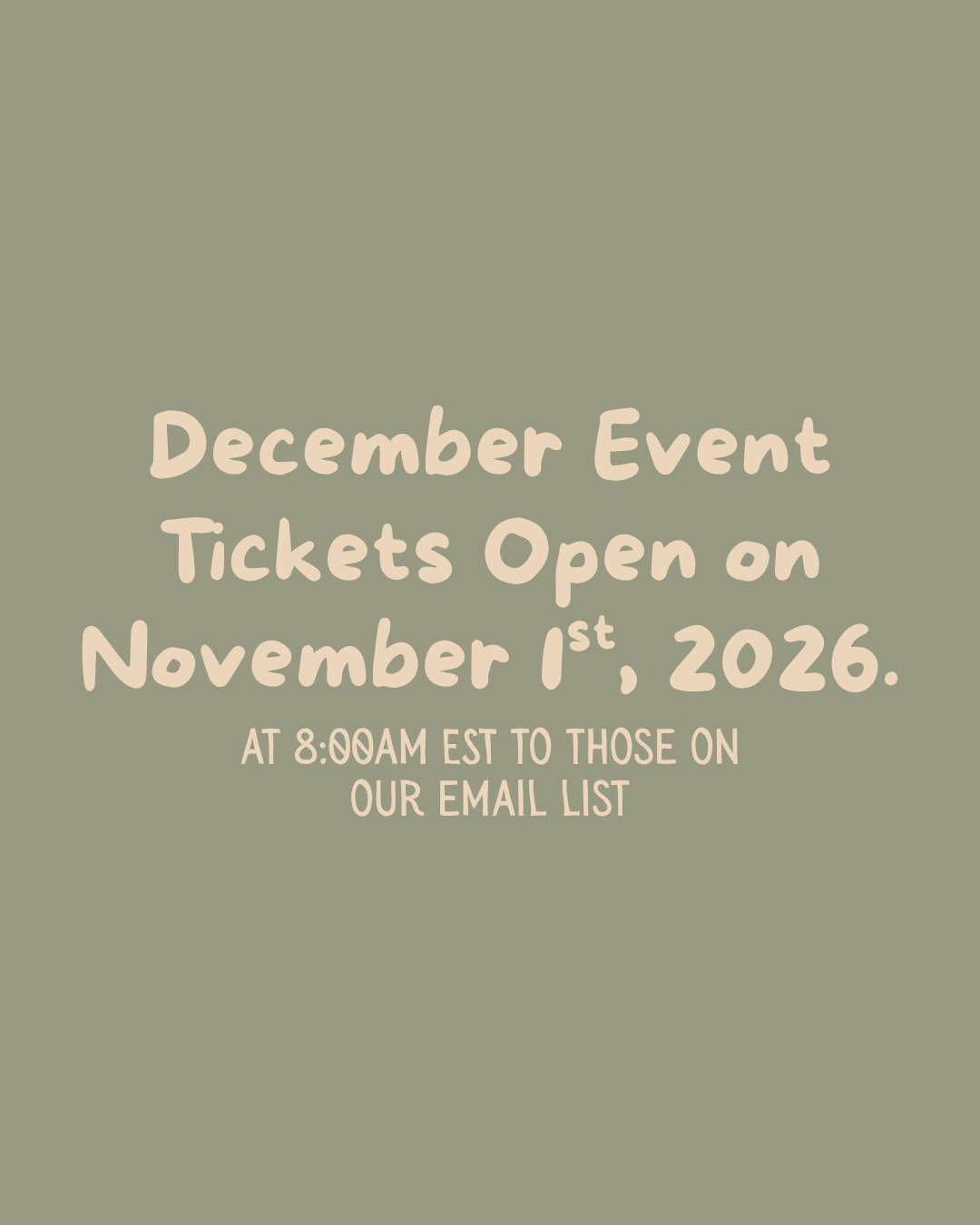 December Event Tickets Open