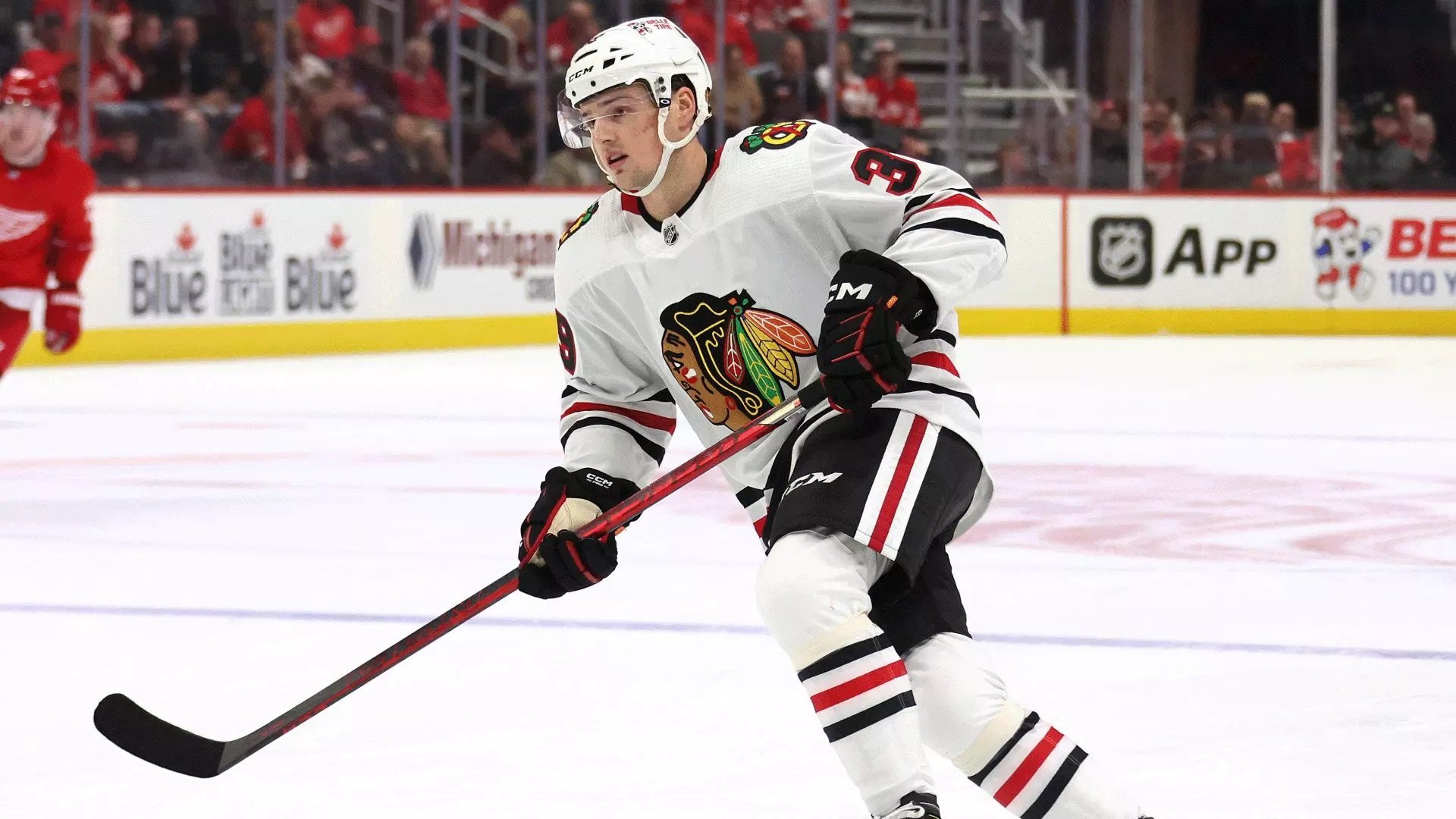Luke philp while playing games in the NHL with the Chicago Blackhawks