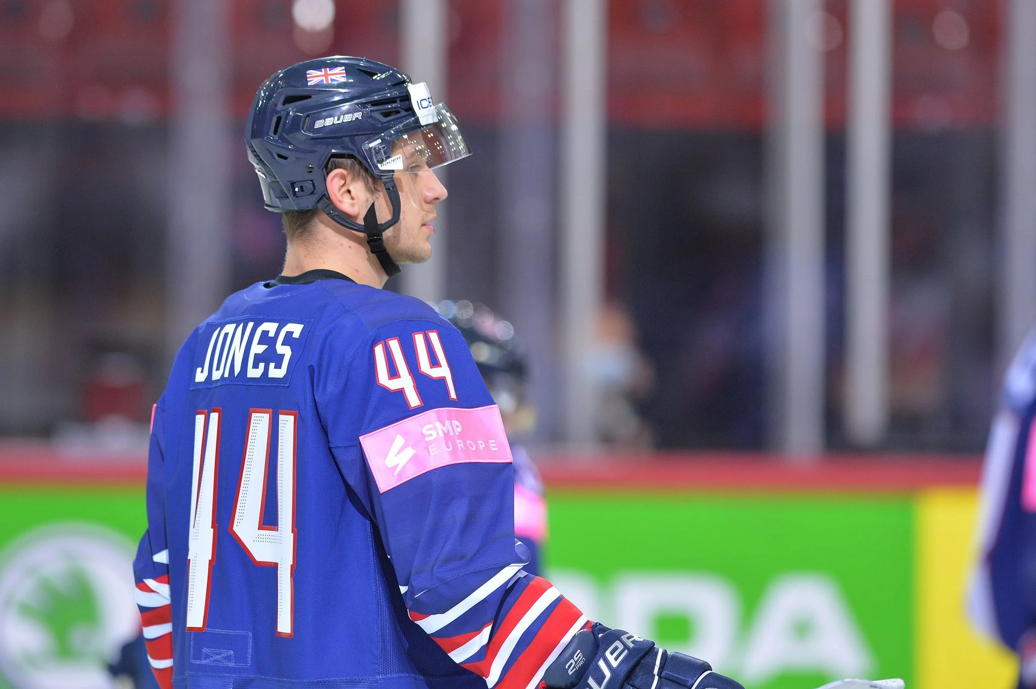 Sam Jones playing for Team GB at the IIHF world championship
