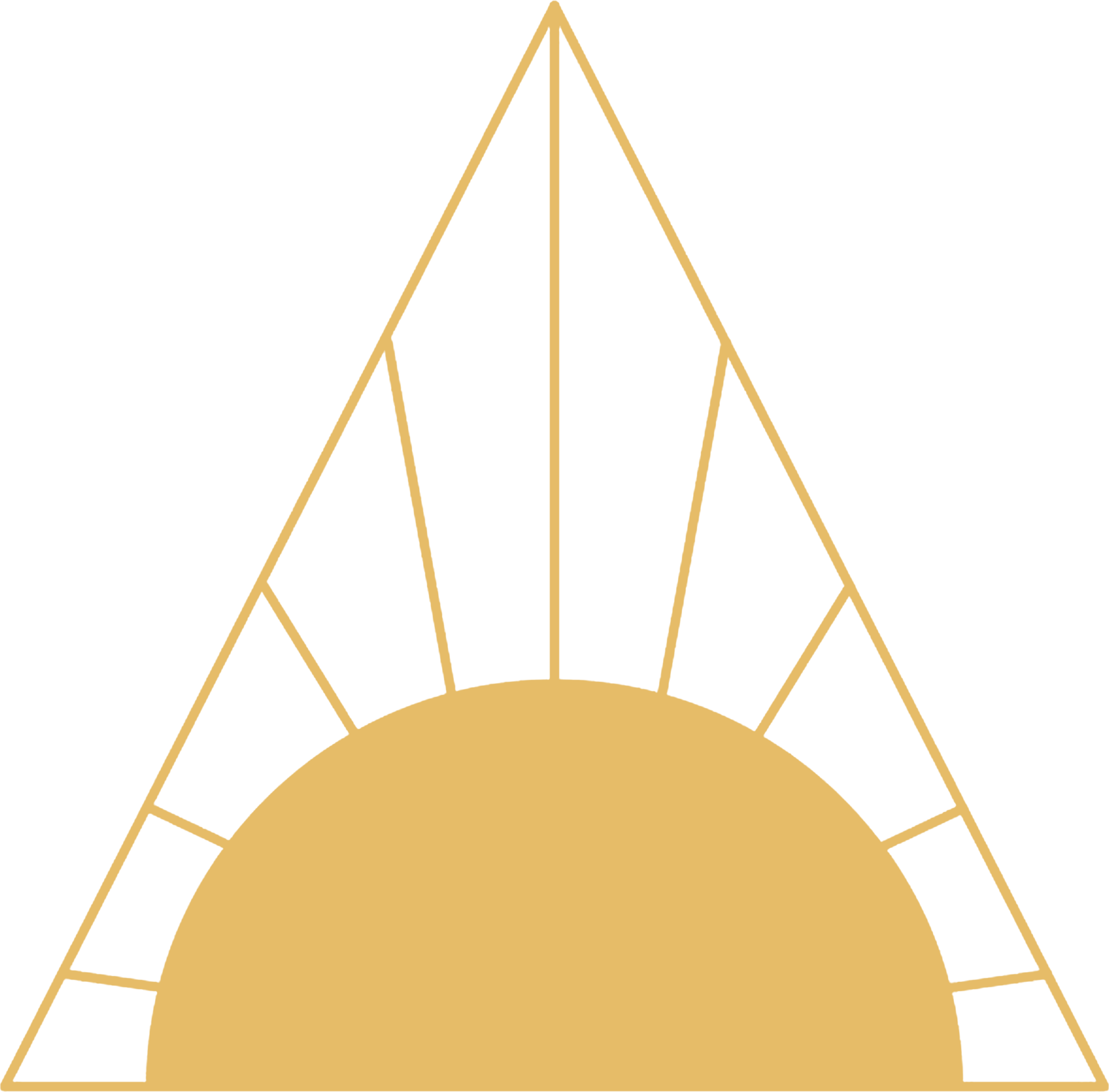 Stylized golden sunrise with rays against a black background