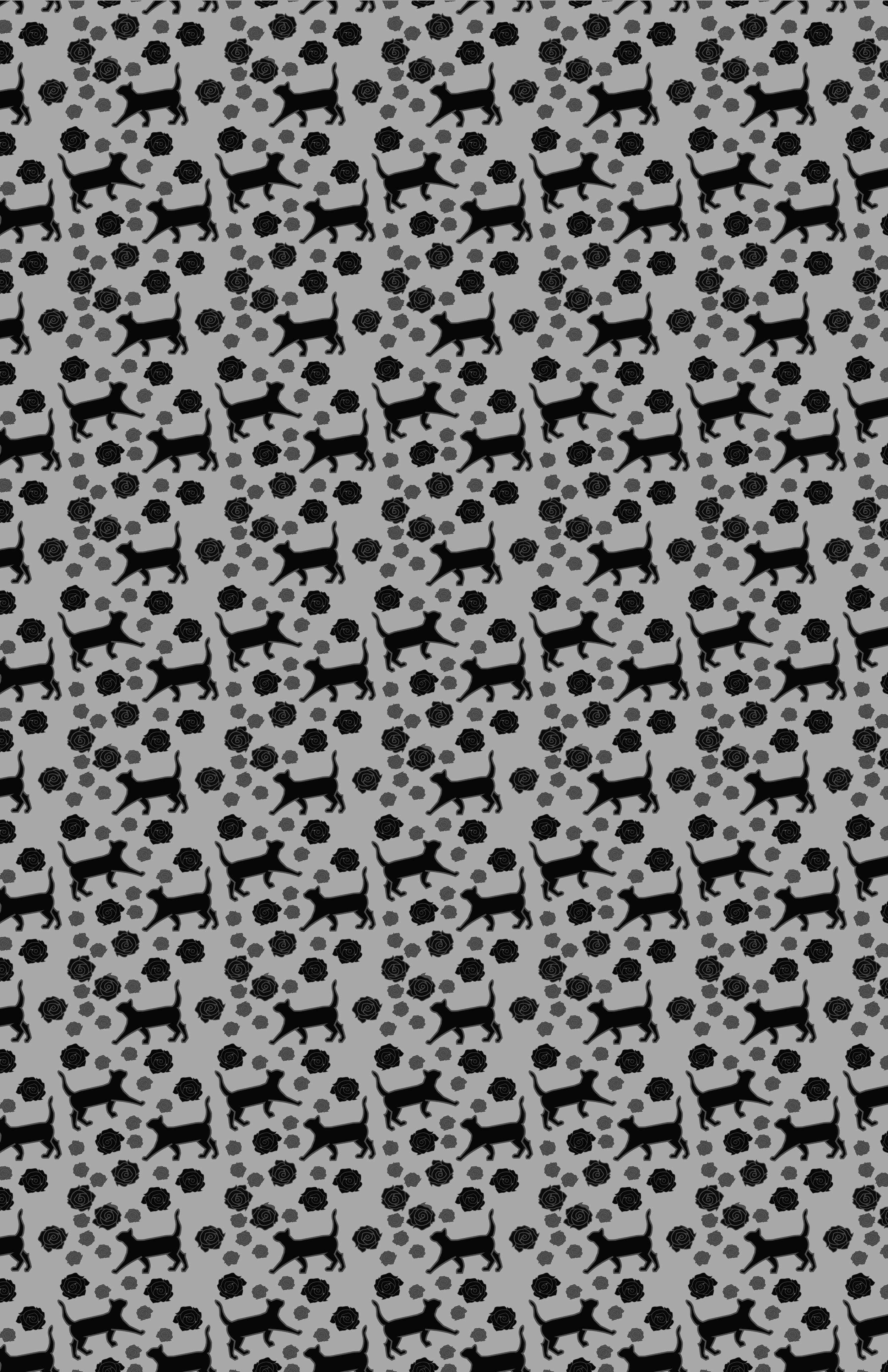 Cats and Roses Pattern Design 