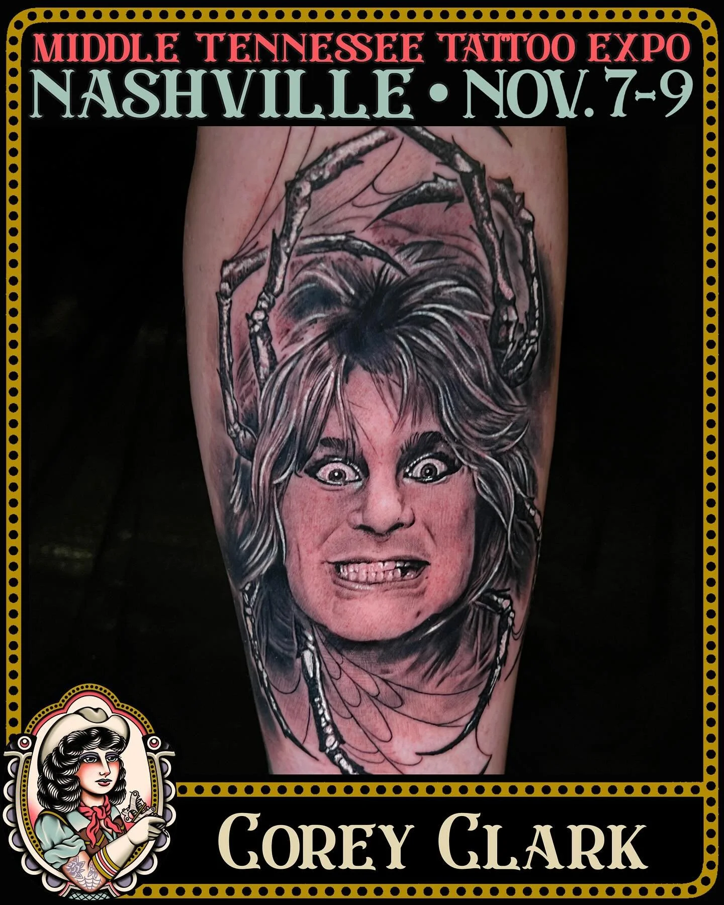 No more tears, the expo is almost here 🥹@coreyclarktattoos will be tattooing geometric, black &amp; grey realism, and neo traditional designs all weekend long at the Middle Tennessee Tattoo Expo. Feel free to pick out some flash at Corey&rsquo;s boo