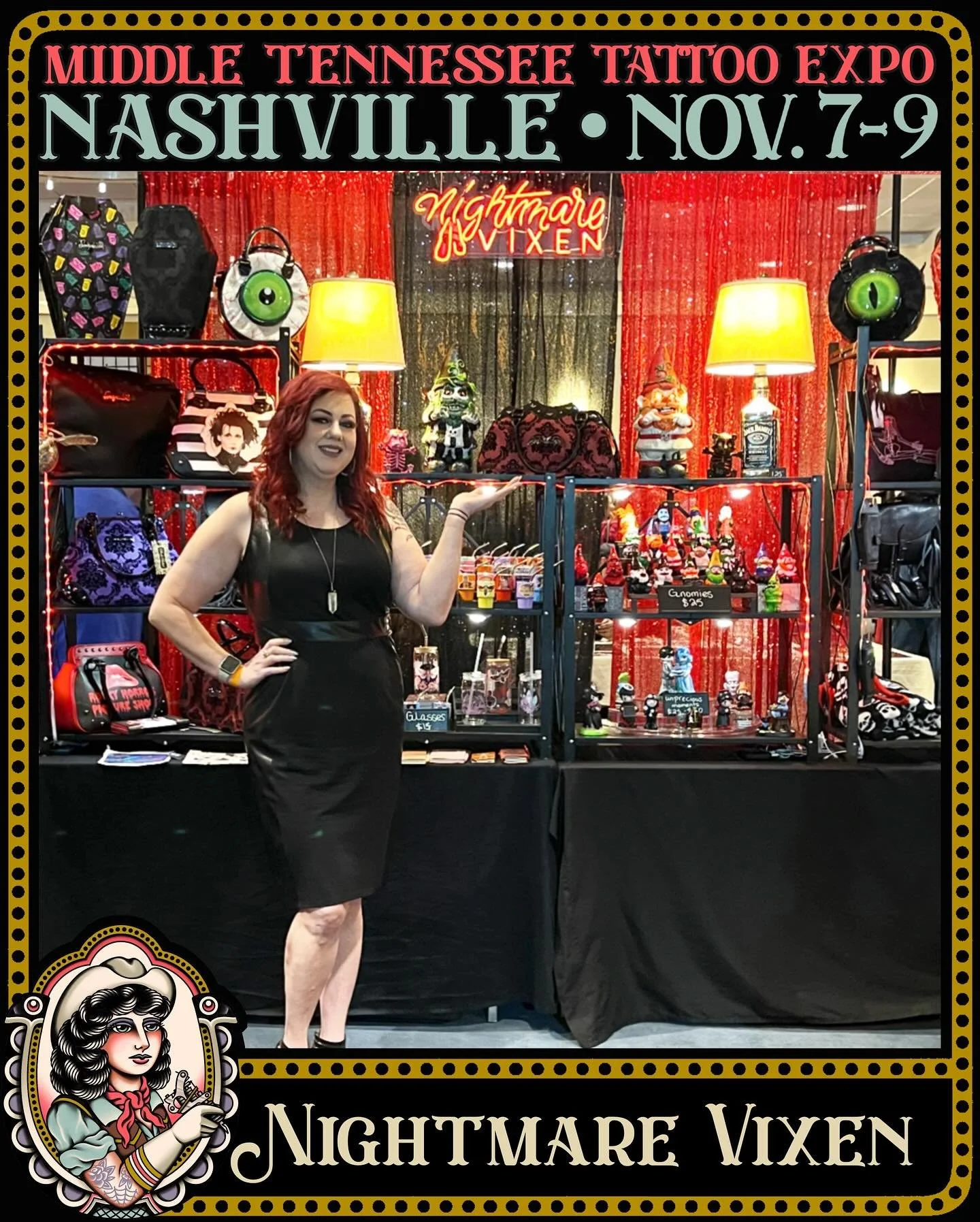 Introducing the spooky art of your dreams... or nightmares! @nightmarevixenart will be at the expo this year! Stop by and get yourself a ghoulish gift.
&bull;
&bull;
&bull;
Middle Tennessee Tattoo Expo 
🗓️ Nov 7-9, 2025
📍 The Nashville Fairgrounds 