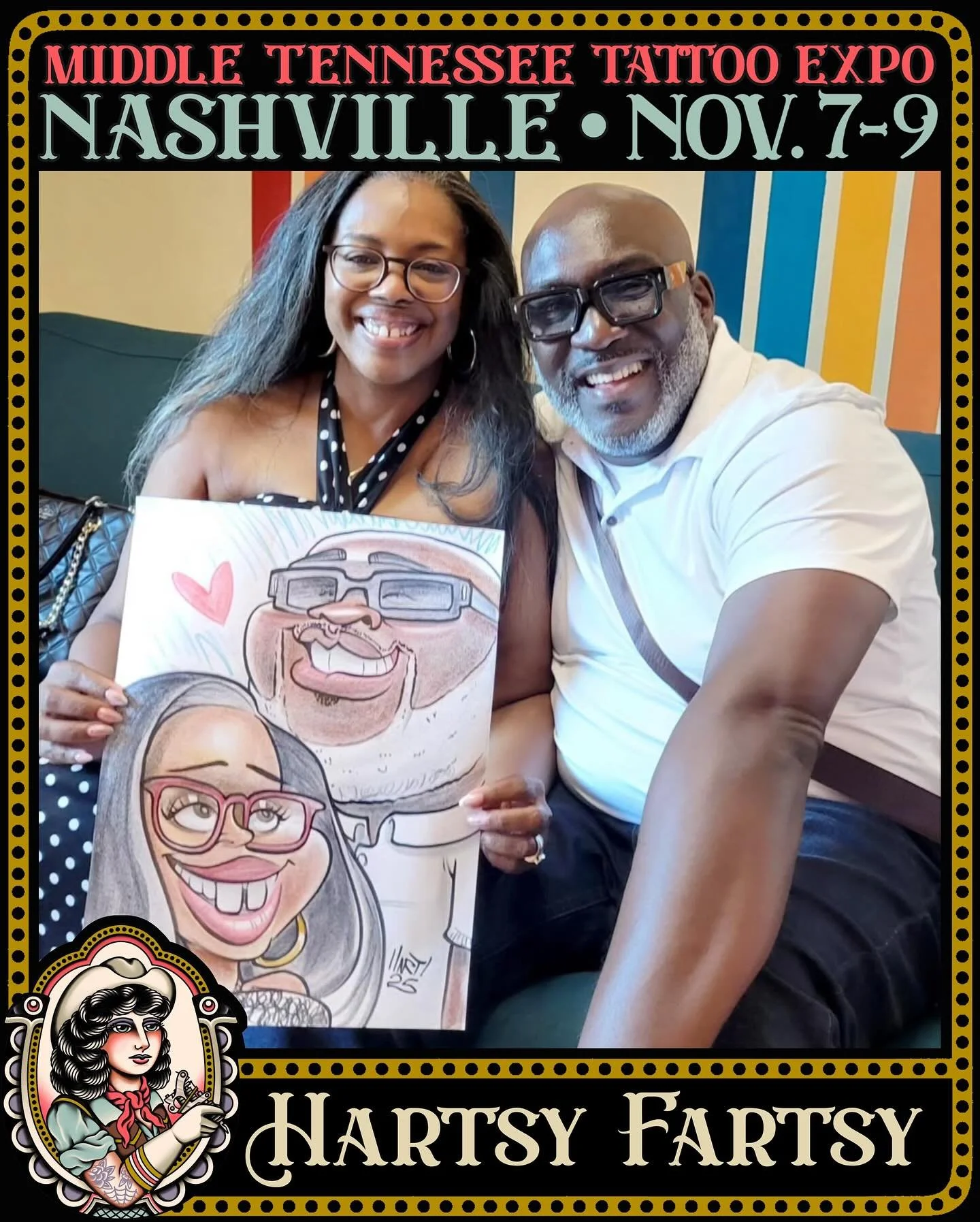 The cheeky @hartsyfartsy out of Chattanooga will be joining us this year at the Middle Tennessee Tatttoo Expo! Just walk-up to their booth for a good laugh and to take home a caricature with your favorite person! 🤪
&bull;
&bull;
&bull;
Middle Tennes