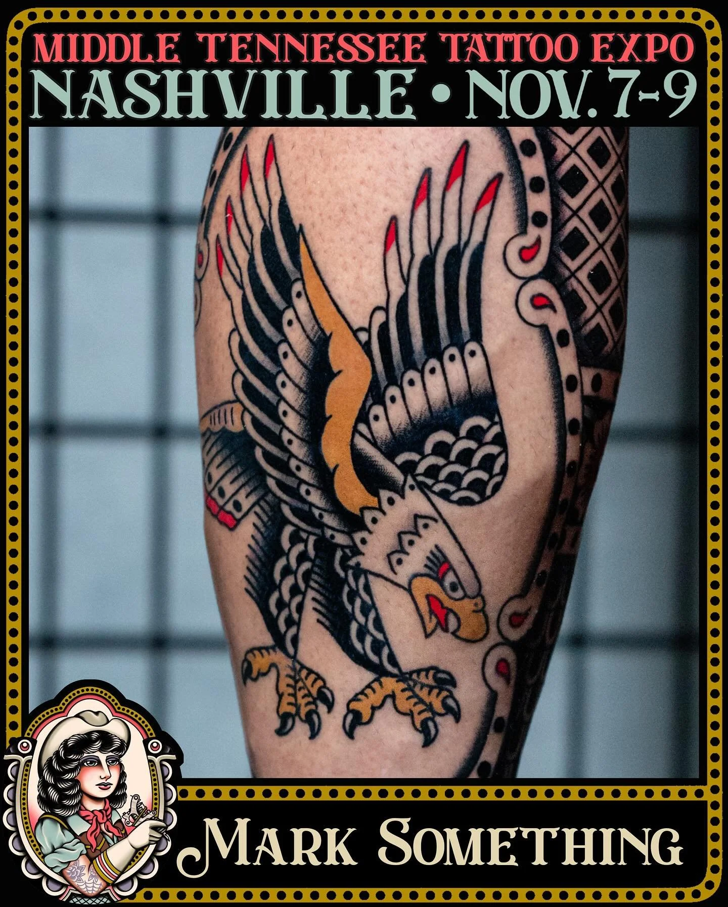 MARK your calendars&hellip; MTTE is SOMETHING you don&rsquo;t wanna miss! @marksomething will be tattooing American &amp; Japanese traditional designs in Nashville next weekend! Feel free to walk up to Mark&rsquo;s booth and pick out some flash or bo