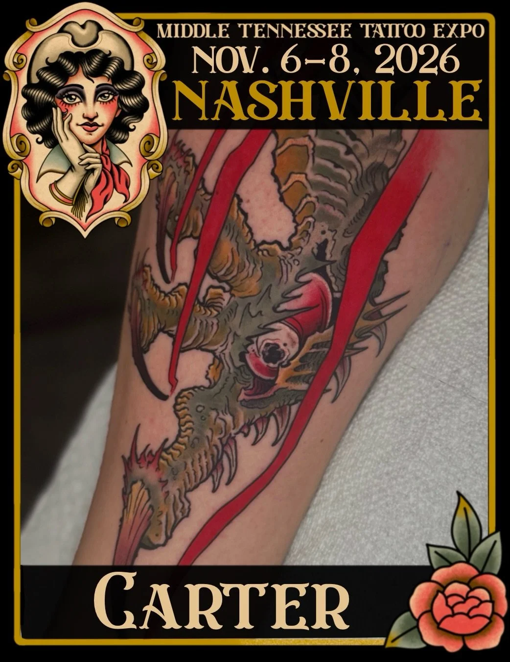 @carterclvn is scratching the itch to get a tattoo at MTTE! 🔥 Carter will be tattooing all designs Japanese, Illustrative, black work, and neowhatever! Walk up and pick out some flash, bring your own ideas, or secure a spot by booking ahead via emai