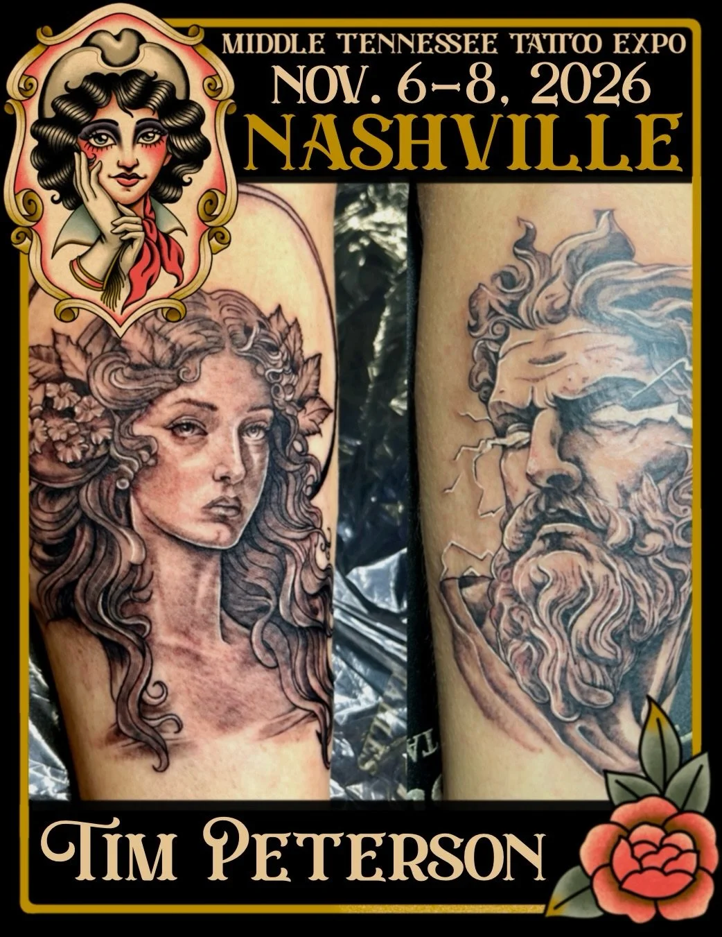 Time to summon @necro_comicon 🙌 to the Middle Tennessee Tattoo Expo! Realism artist Tim Peterson will be joining us at MTTE this year. Bring your ideas to Tim, pick out some flash, or book ahead via email&nbsp;timismyartist@gmail.com
&bull;
&bull;
M