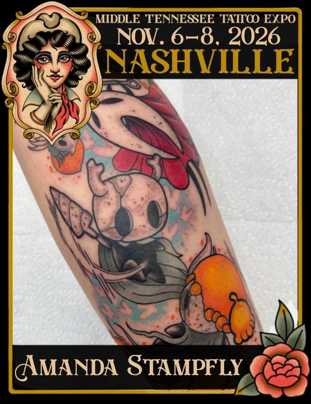 Hallow there! Knight to meet you! 🤝🖤 Tattoo artist @stampflytattoos is coming to the Middle Tenneesee Tattoo Expo and wants to meet you! Amanda tattoos traditional, neo traditional, bright &amp; colorful, or dark &amp; moody tattoos so bring your i