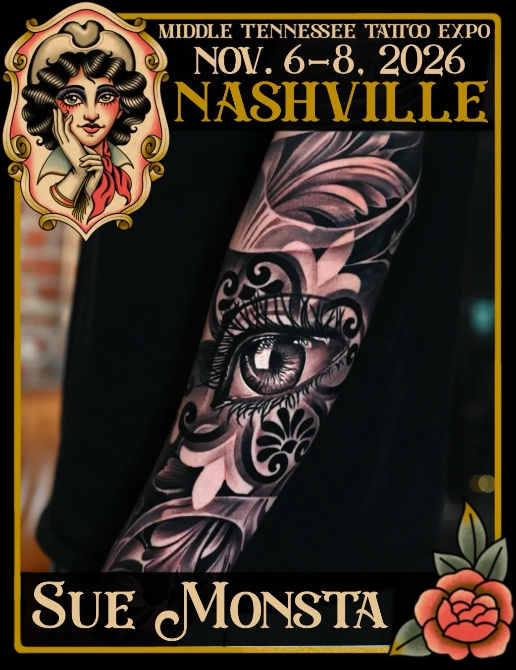 We&rsquo;ve got our eye on Sue for a new tattoo! 👁️ Black and grey realism artist @sue_monsta is back at MTTE! Bring your ideas to Sue or book a head via email to secure a spot:&nbsp;blessedbysue@gmail.com
&bull;
&bull;
Middle Tennessee Tattoo Expo 