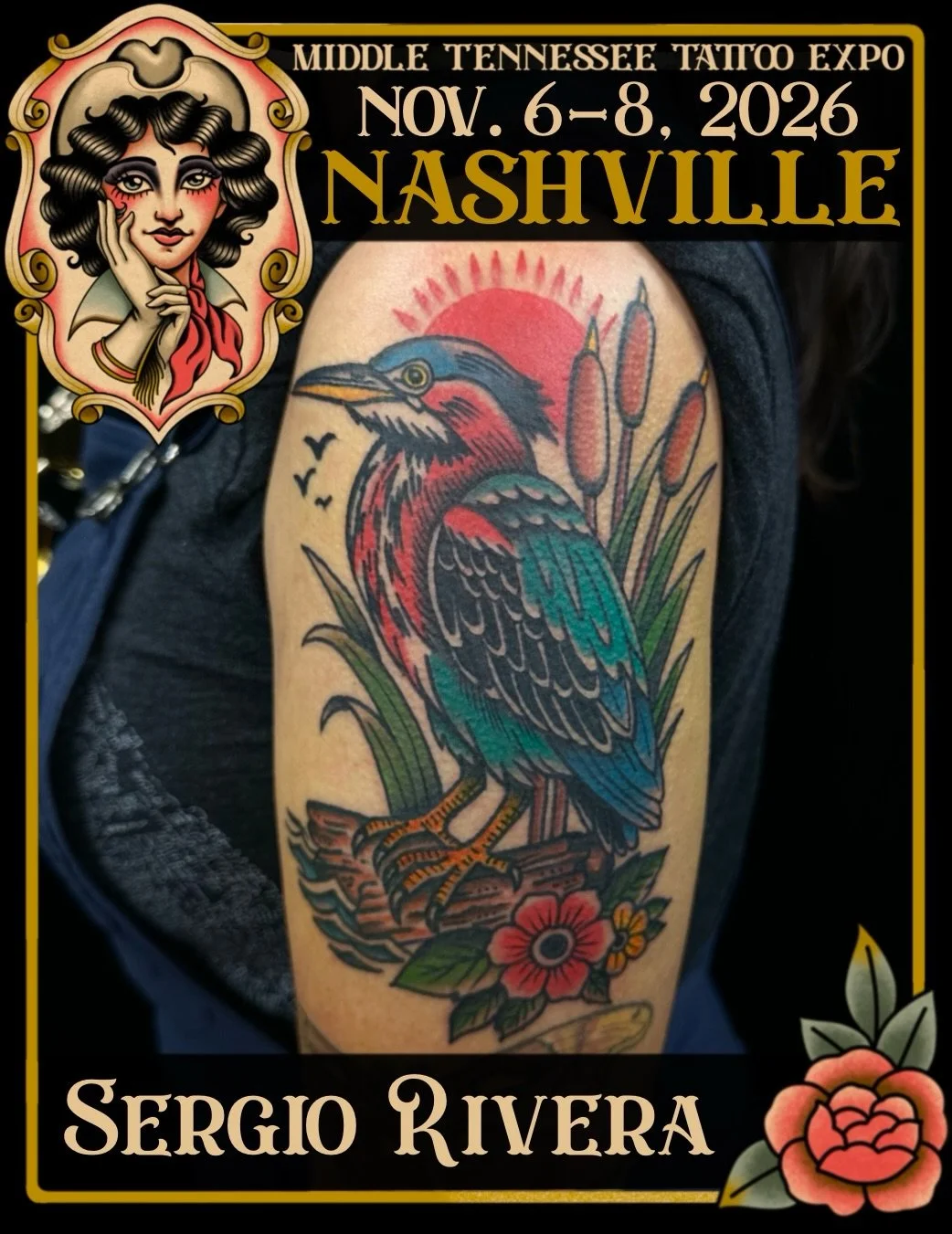Tattoo curious? Spread your wings and try new things! 🦅🕊️ American traditional tattoo artist @sergioriveratattoo is back at MTTE and wants to tattoo YOU! Bring your ideas to Serigo, pick out some flash at his booth, or book ahead via Instagram DMs
