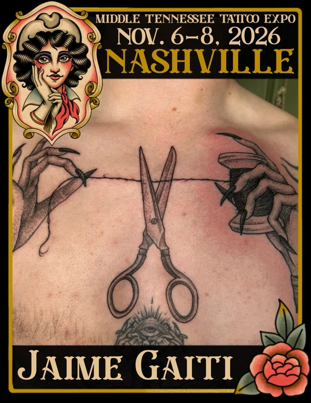 We&rsquo;ll cut to the chase ✂️ it&rsquo;s time for a new tattoo! ✨Blackwork illustrative artist @inkslingingtattoo is back tattooing at Middle Tennessee Tattoo Expo this fall! Pick out flash or secure a spot by booking a head via the email&nbsp;inks