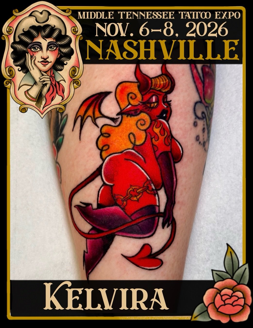 Kel yeah! 🔥🔥🔥 @kelviratats is back at the Middle Tennessee Tattoo Expo tattooing illustrative, whimsical, nostalgia, and of course her famous big hot ladies :) feel free to pick out some flash at her booth or secure a spot by booking ahead via ema