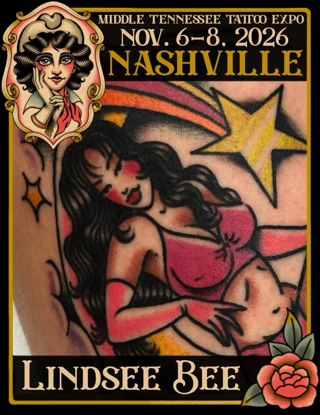 This could Bee you with a new tattoo! 💫⭐️ MTTE welcomes @lindseebeetattoo this fall tattooing bold traditional with fun bright colors and vintage imagery! Just walk up to Lindsee&rsquo;s booth and pick out some flash to get tattooed!
&bull;
&bull;
M