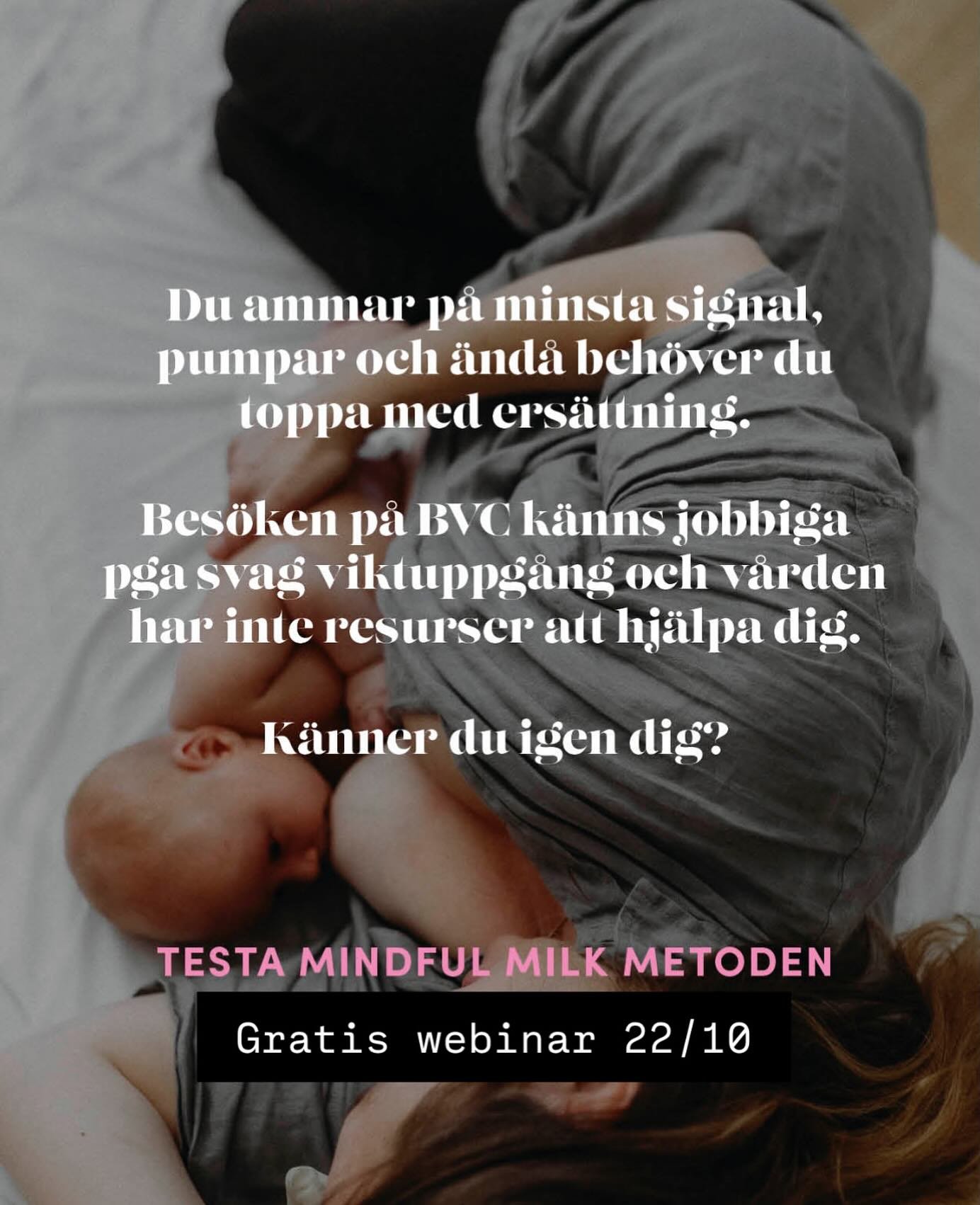 Nu p&aring; onsdag har du chansen att testa p&aring; Mindful Milk metoden, testa amningsmeditation och h&ouml;ra mer om programmet. F&ouml;r dig som k&auml;mpar med amningen ❤️
