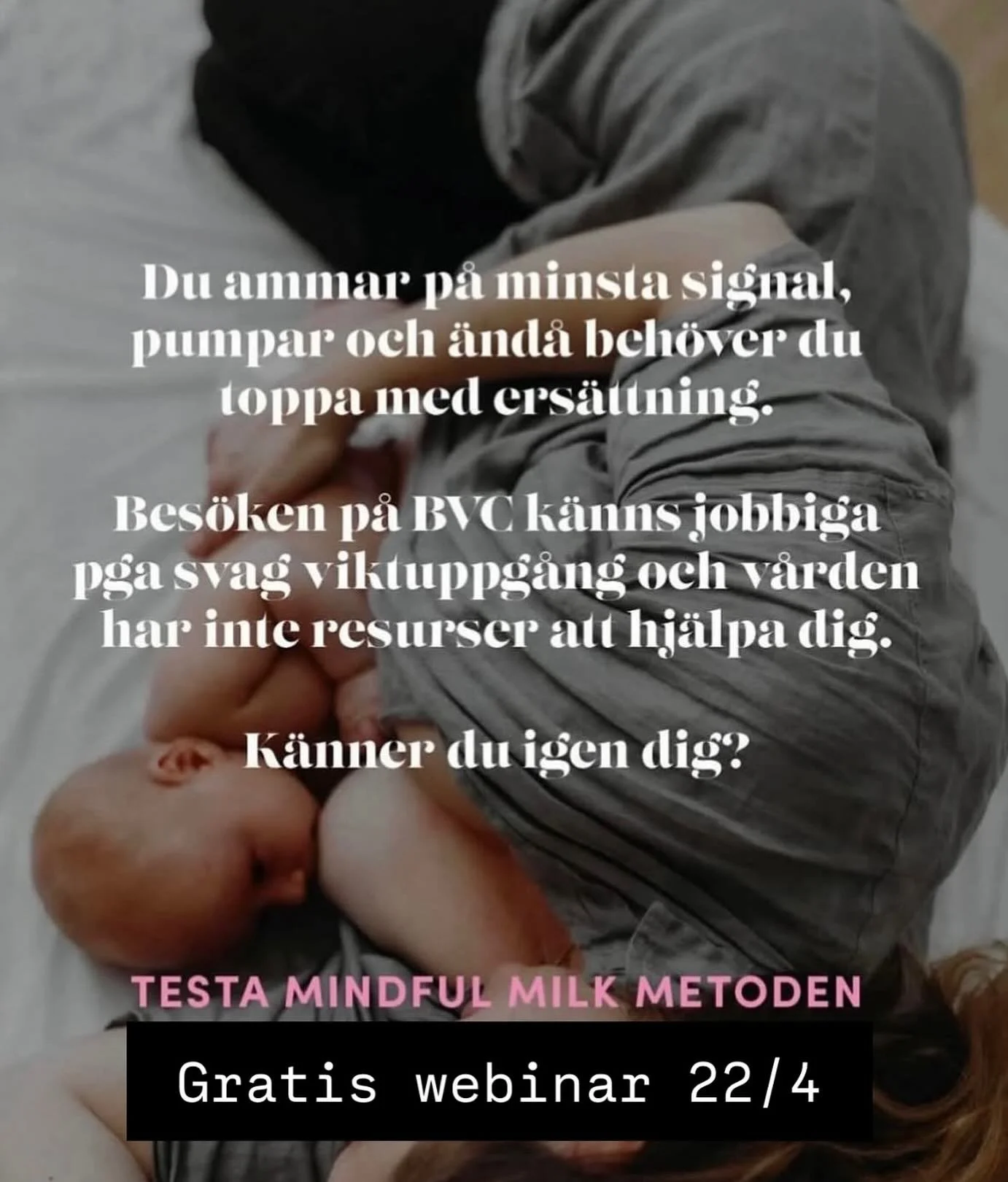 Nu kan du anm&auml;la dig till mitt kostnadsfria Amningswebinar🙏  D&auml;r du f&aring;r testa Mindful Milk metoden f&ouml;r att se vad det kan g&ouml;ra med din amning. 
Vi ses 22/4 via zoom ✨

#amningswebinar