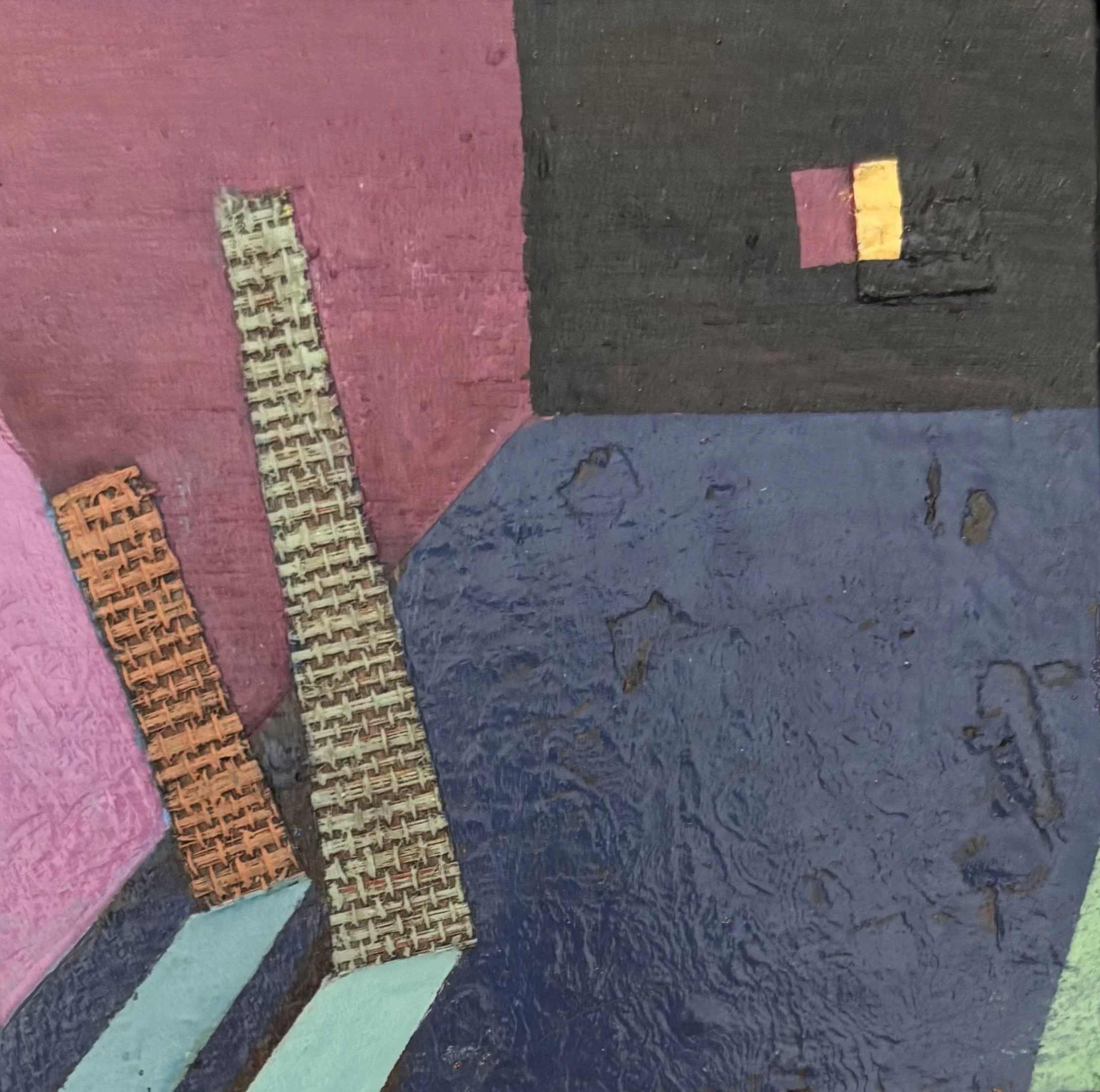 Two Screen Window #14.
Oil and Collage. 4" x 4"