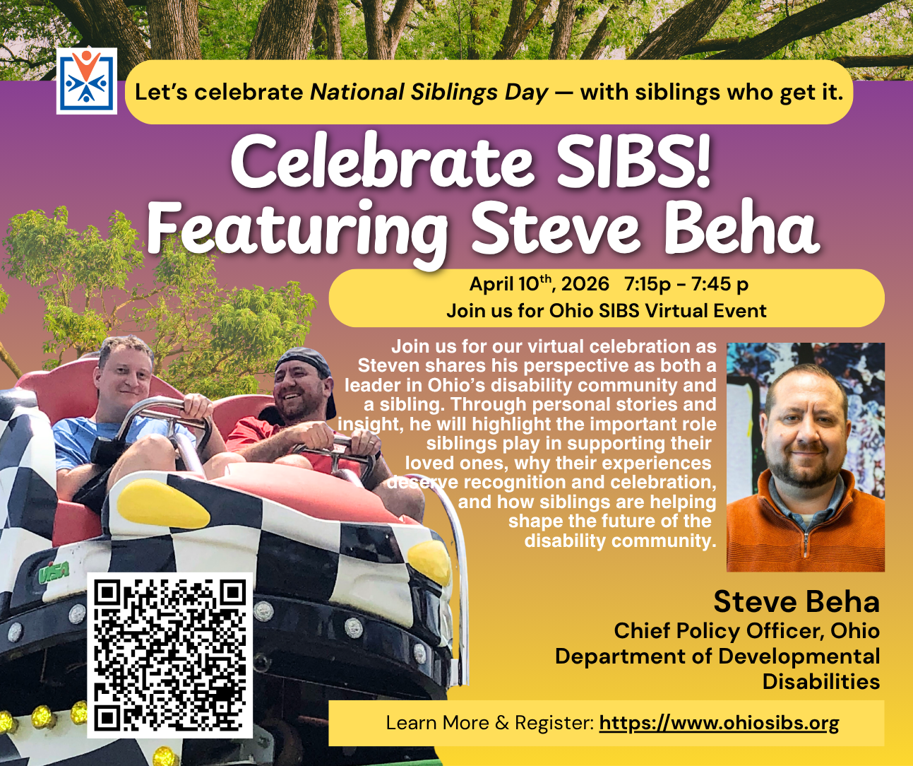 Can't make it to our in-person event? Join us Virtually on National Sibling's Day