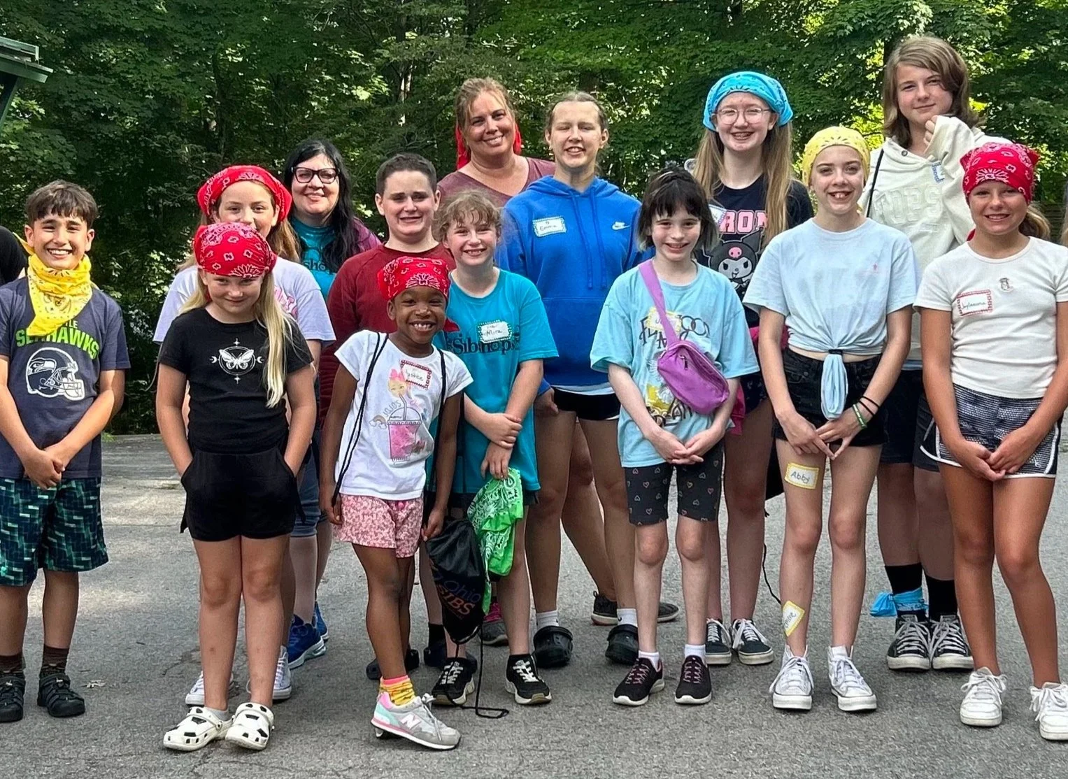 Group of diverse children smiling, with a sign that reads 'Empowering sibling voices' and a megaphone icon.