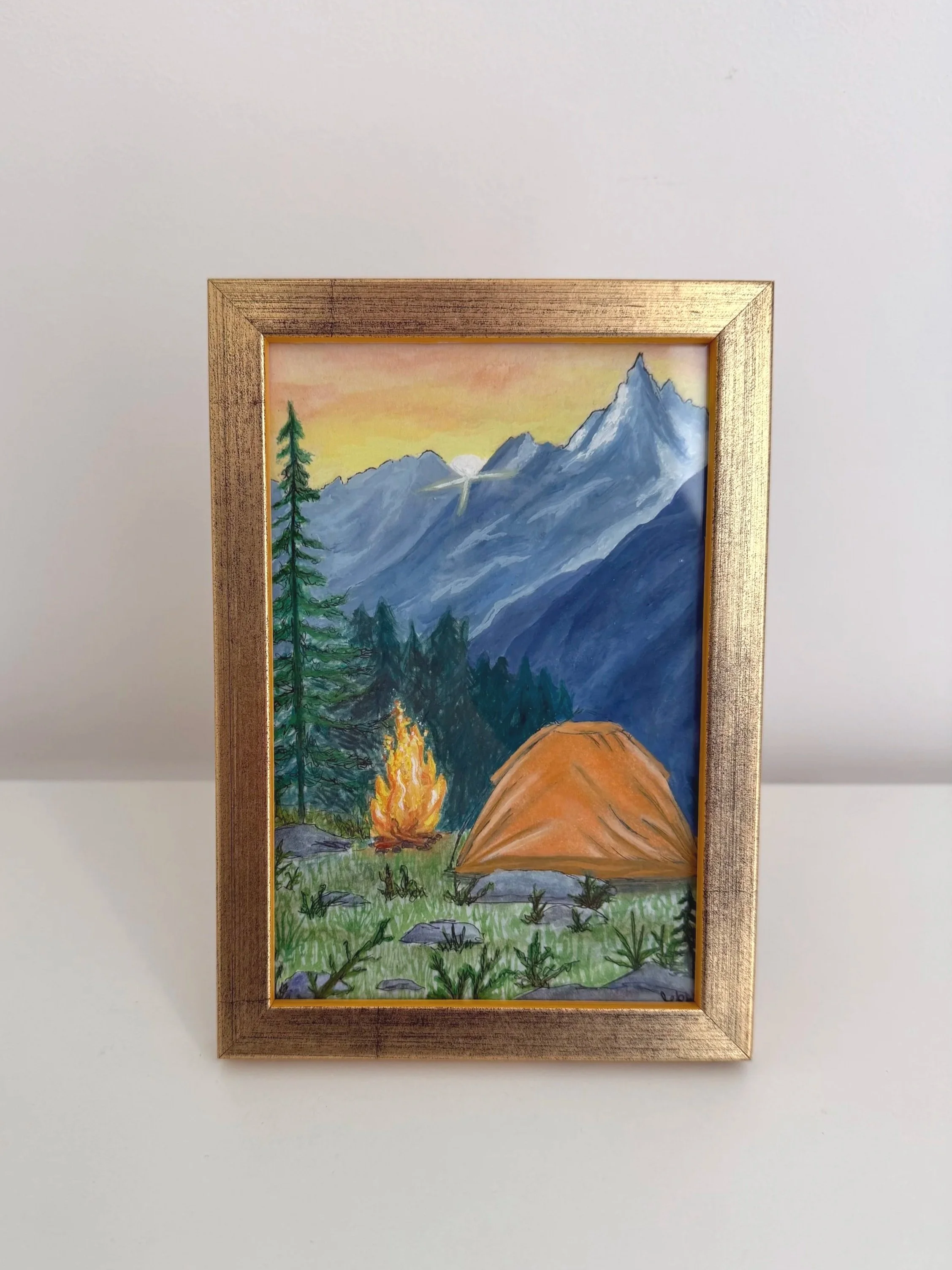 Original Camping Painting (Framed)