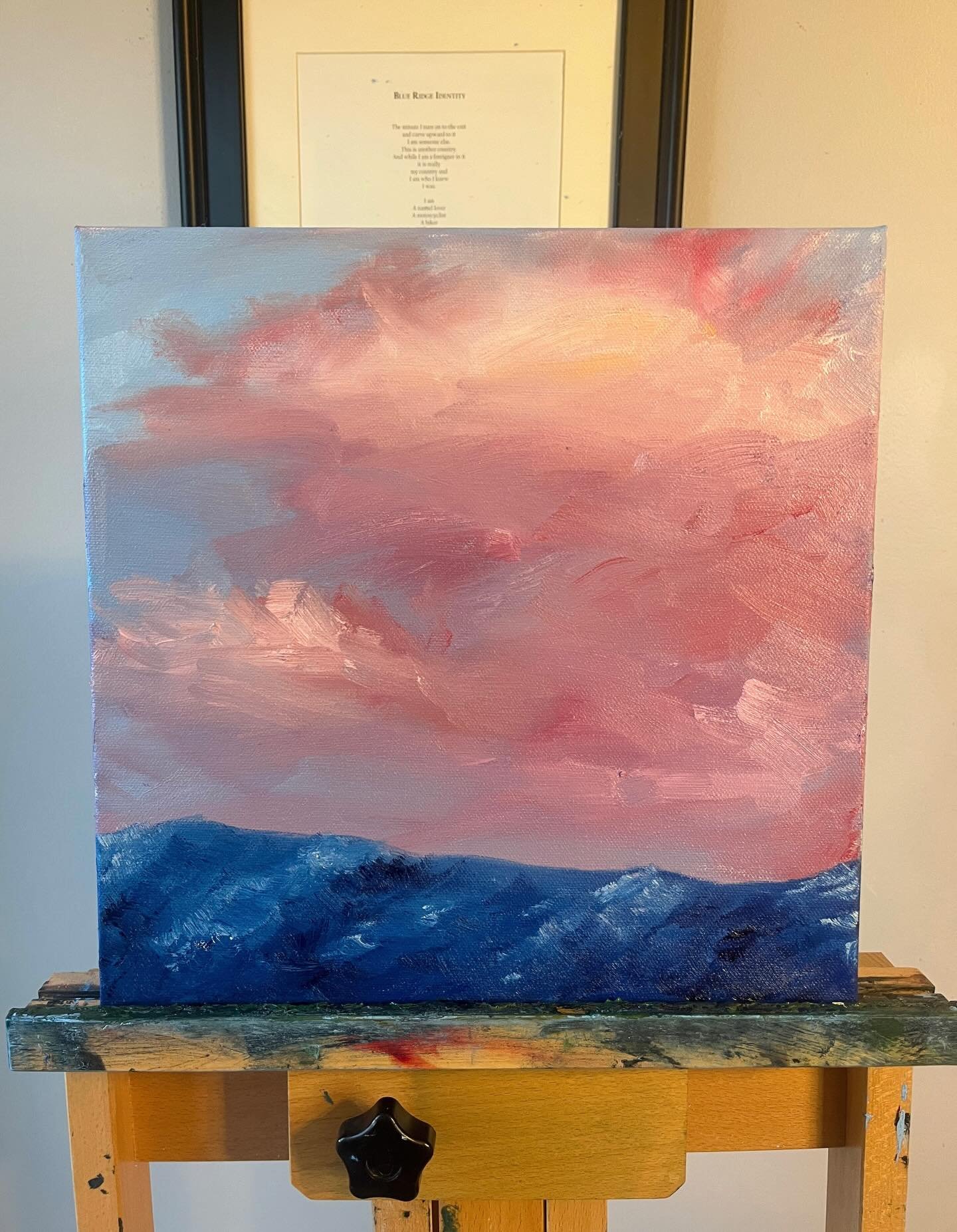 Leftover paint found a second life! A lot looser and more interpretive than my typical style, but it&rsquo;s always fun to mix it up. 

12&rdquo;x12&rdquo; oil on canvas 

#oilpainting #appalachianmountains #blueridgemountains #westernnorthcarolina #