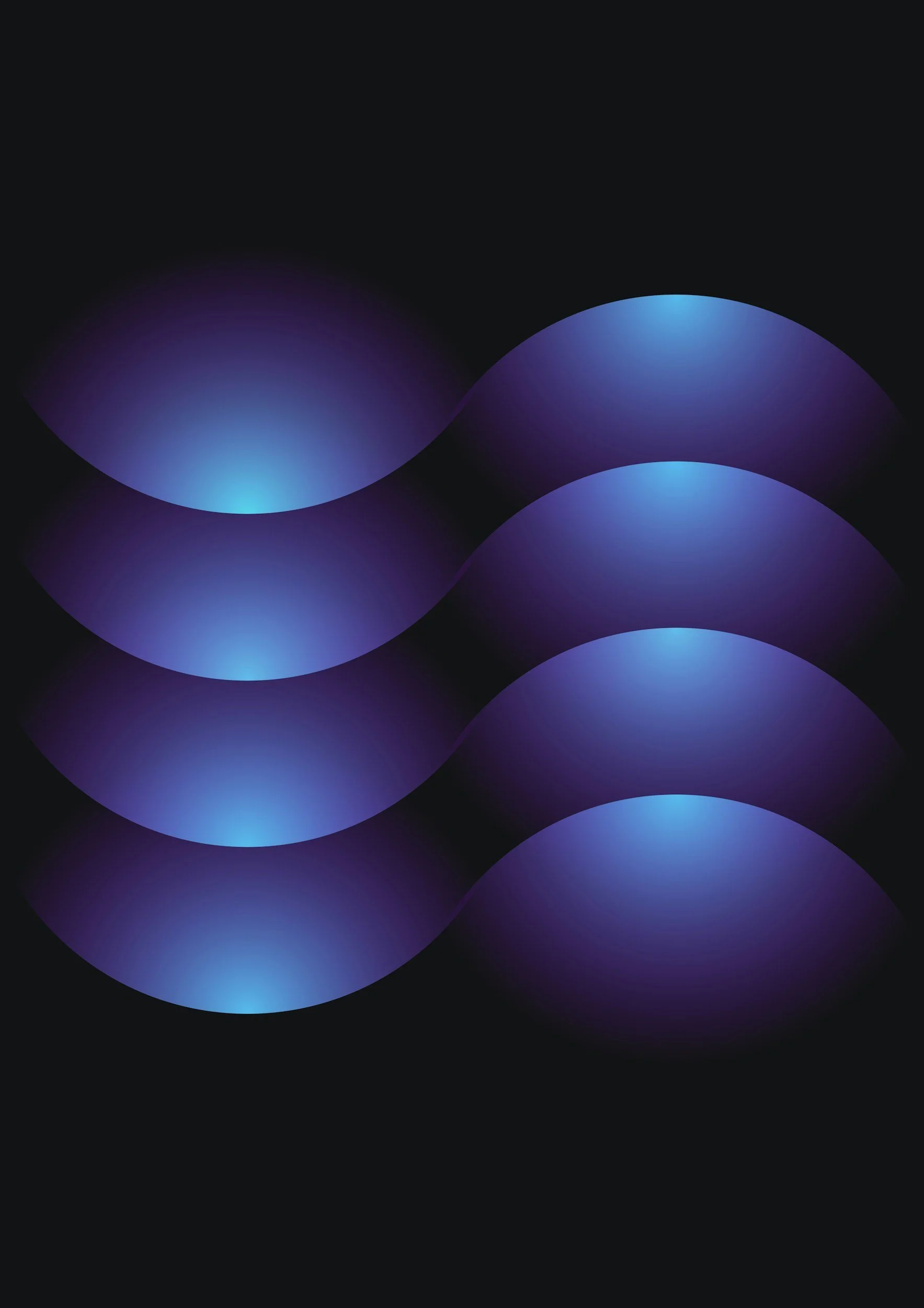Abstract pattern of overlapping purple and blue glowing circles on a black background