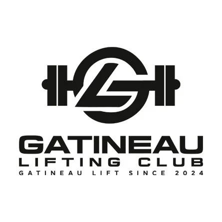 Logo du Gatineau Lifting Club avec une icône de barre de musculation et du texte.