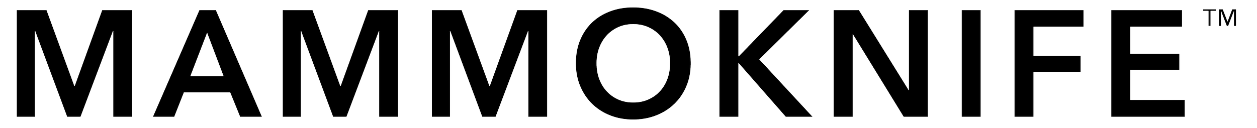 The logo reads 'MAMMOKNIFE' in black outlined text on a transparent background.
