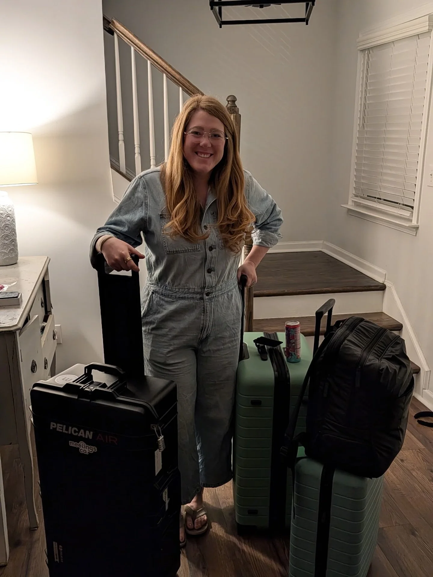 meetings co. hits the road! christine and i are off to our first stop -  SATX. i&rsquo;d like to thank my @americanair status for the two free checked bags and @away + @calpak + @pelican for the best travel gear. three back to back conventions with o