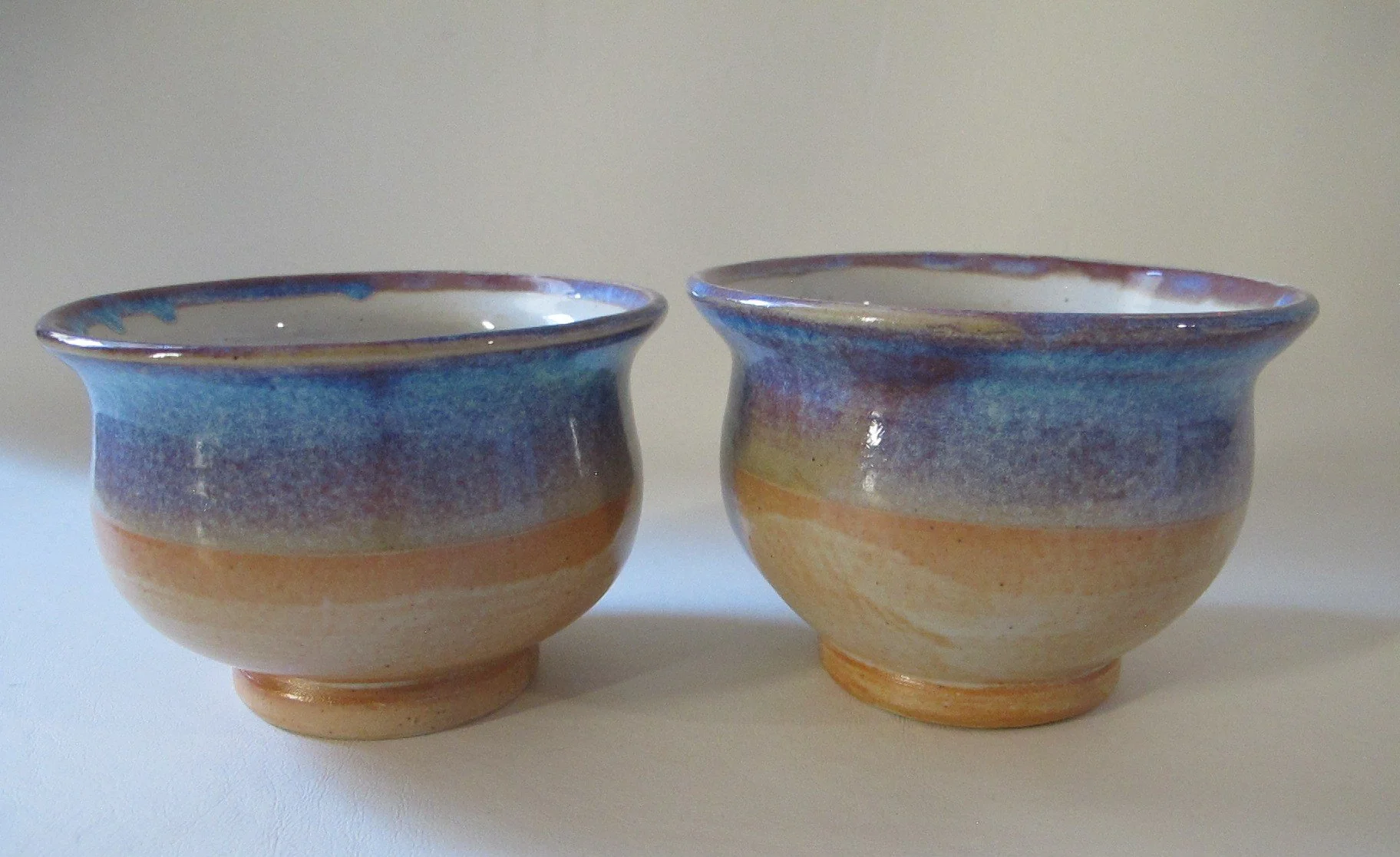 Shino and Shimmery Blue Bowls - Small Ice Cream Size