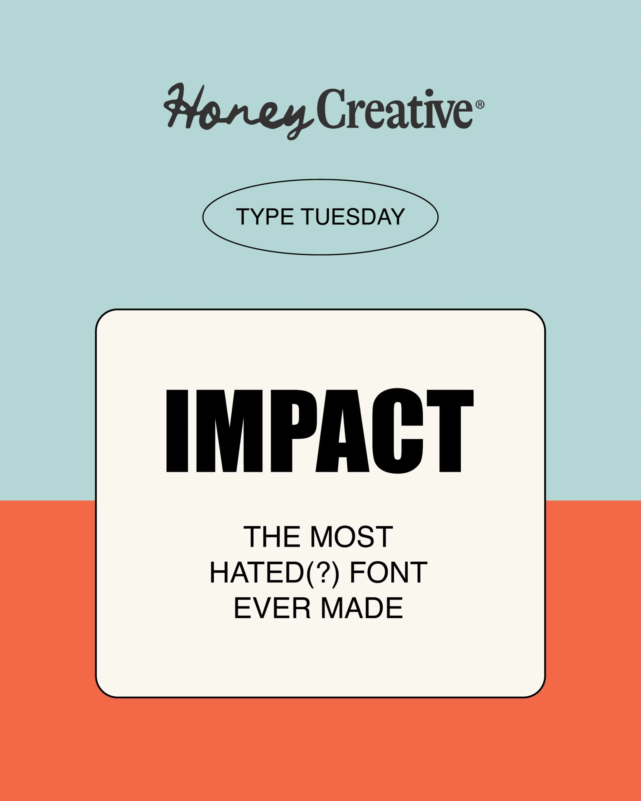 Typeface Tuesday is back again! And we&rsquo;re chatting about &lsquo;Impact&rsquo;! Whether you love it or hate it, you&rsquo;ve def laughed at it! ⁠
⁠
But Impact didn&rsquo;t start out in meme culture. ⁠
⁠
Fun fact: I used to use this font ALL THE 