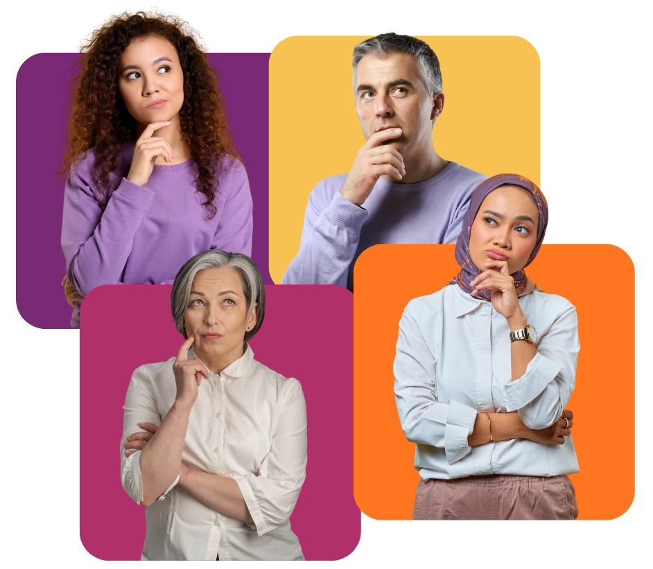 Image shows 4 people pondering the question 'Is This Right for You?'