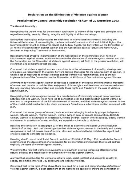 Declaration on the Elimination of Violence against Women