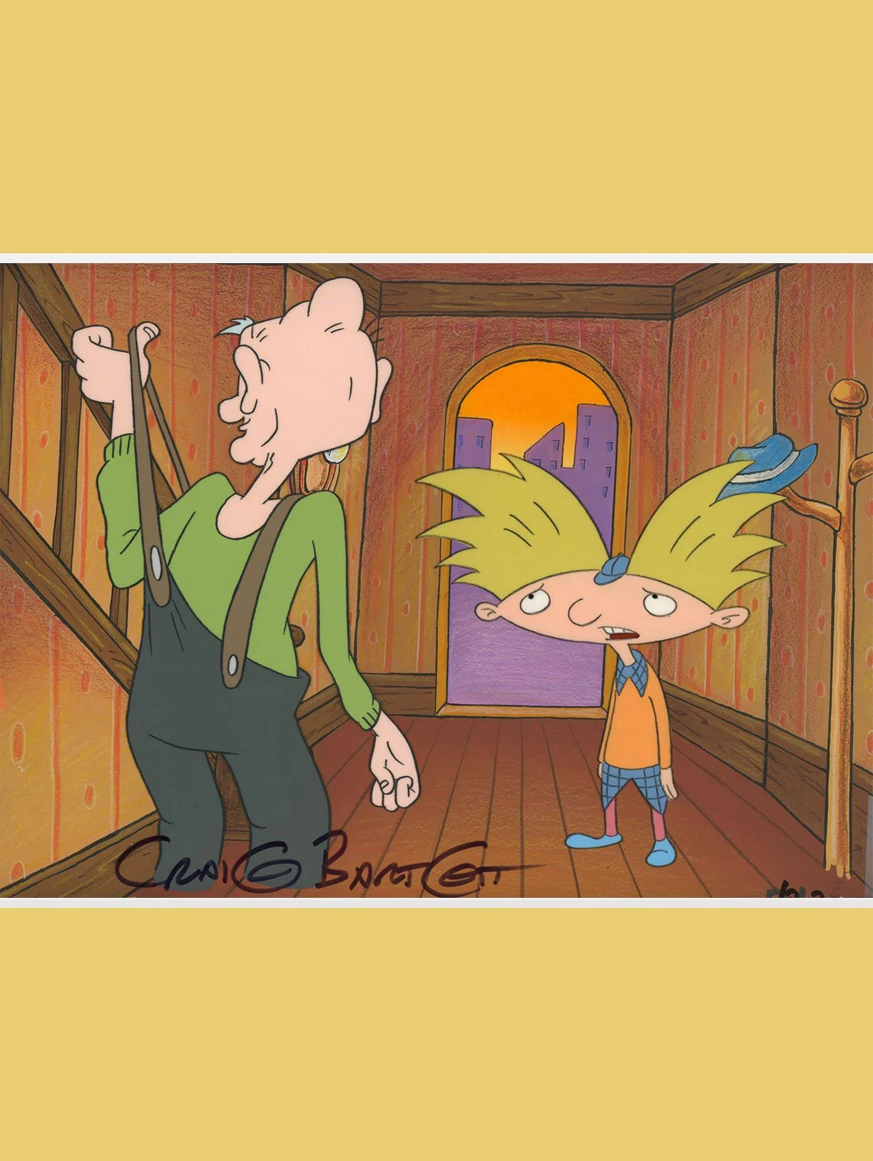 Arnold and Grandpa Production Cel with Original Background