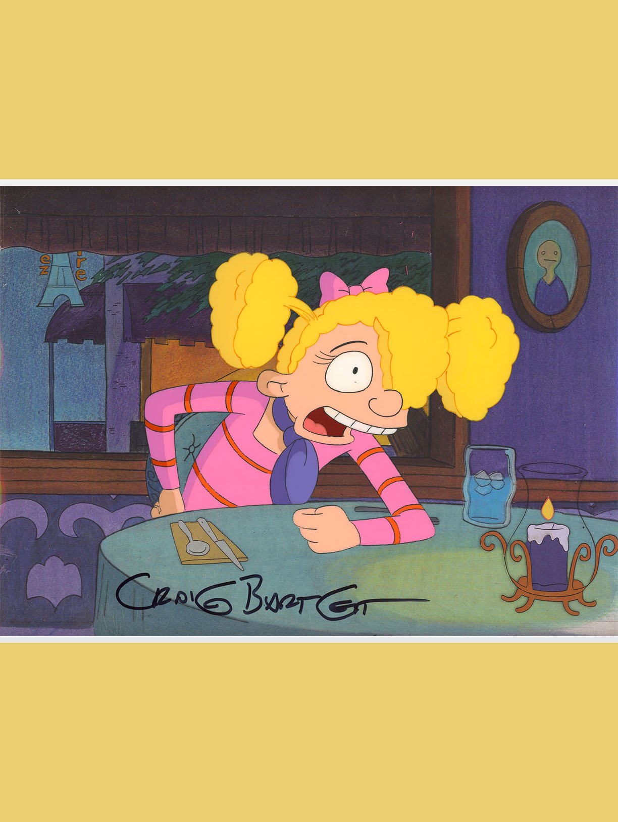 Poodle Helga at Dinner Production Cel