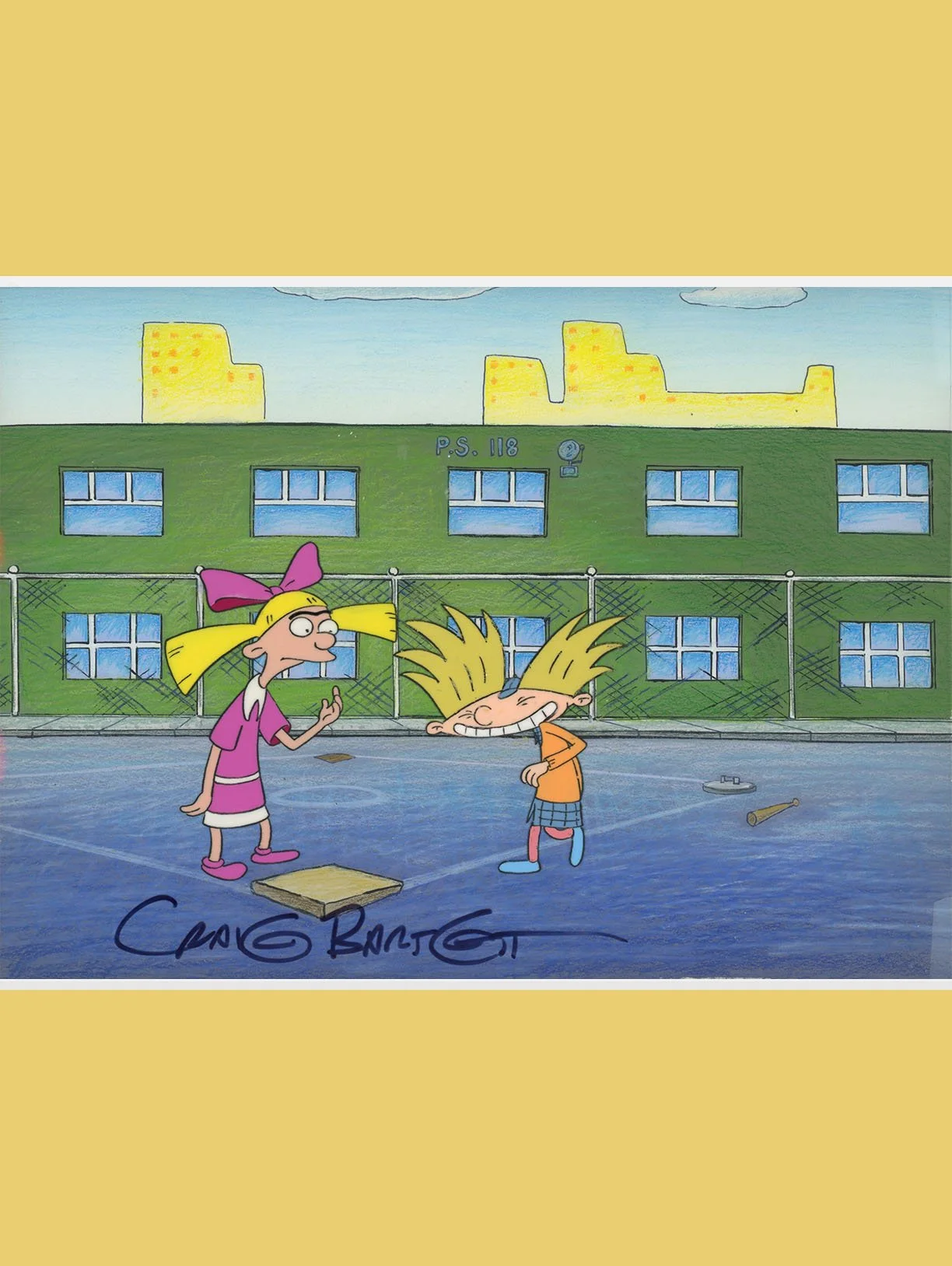 Arnold: "Don't Hit Me-- I'll Hit Me!" Production Cel with Original Background