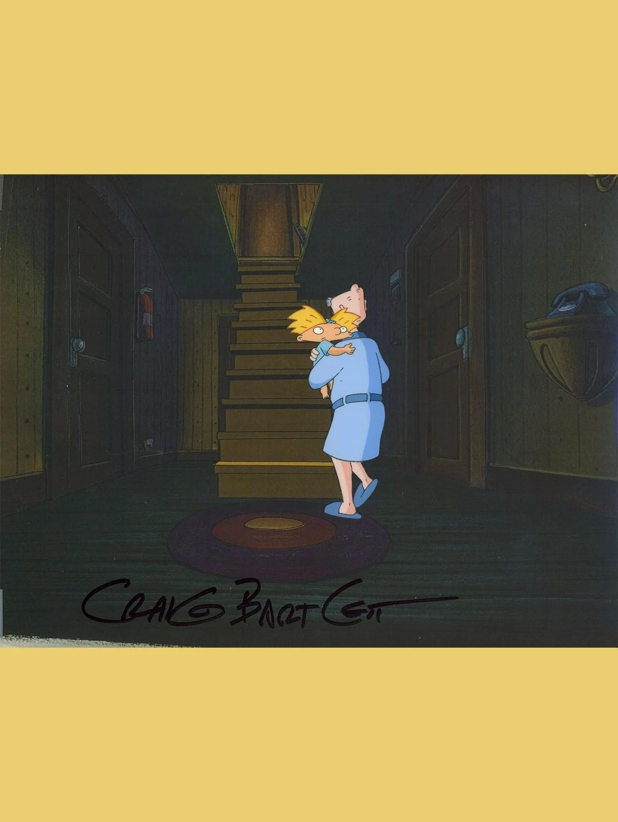 Grandpa Holding Baby Arnold Production Cel