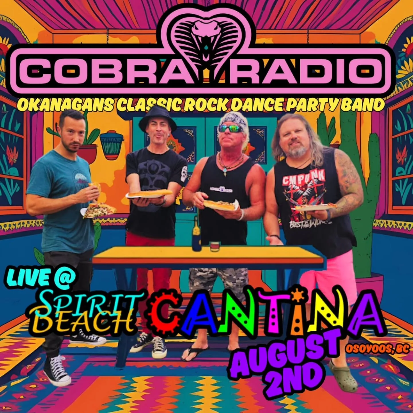 We're bringing the Cobra party to Spirit Beach Cantina, @spiritbeachcantinaosoyoos August 2nd!  Stoked to be in the stunning community of Osoyoos and can't wait to have an evening there! 

Tickets are available at www.spiritbeachcantina.com/tickets 
