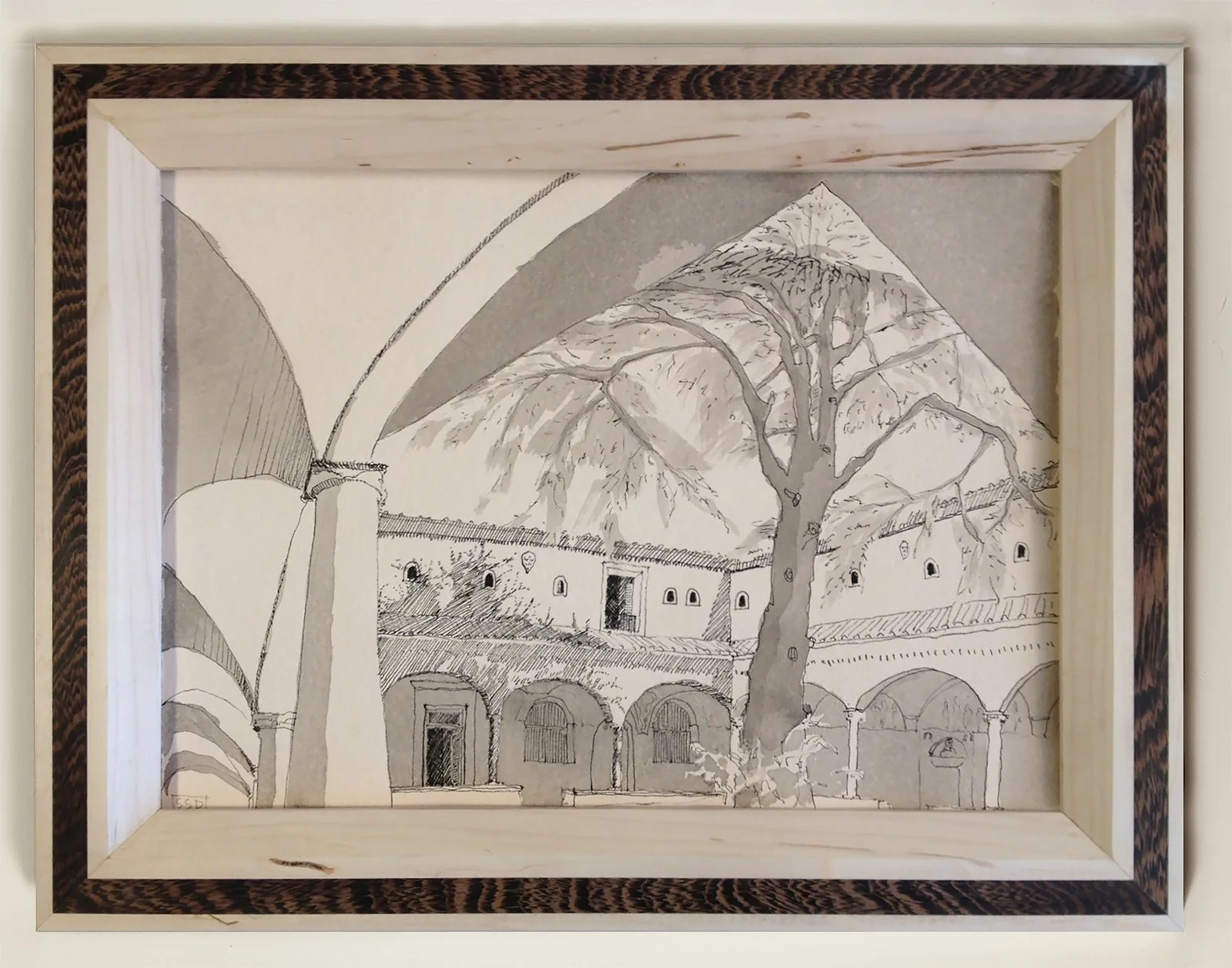 Cloister-San-Marco-Samantha-Dabney-ink framed.jpg