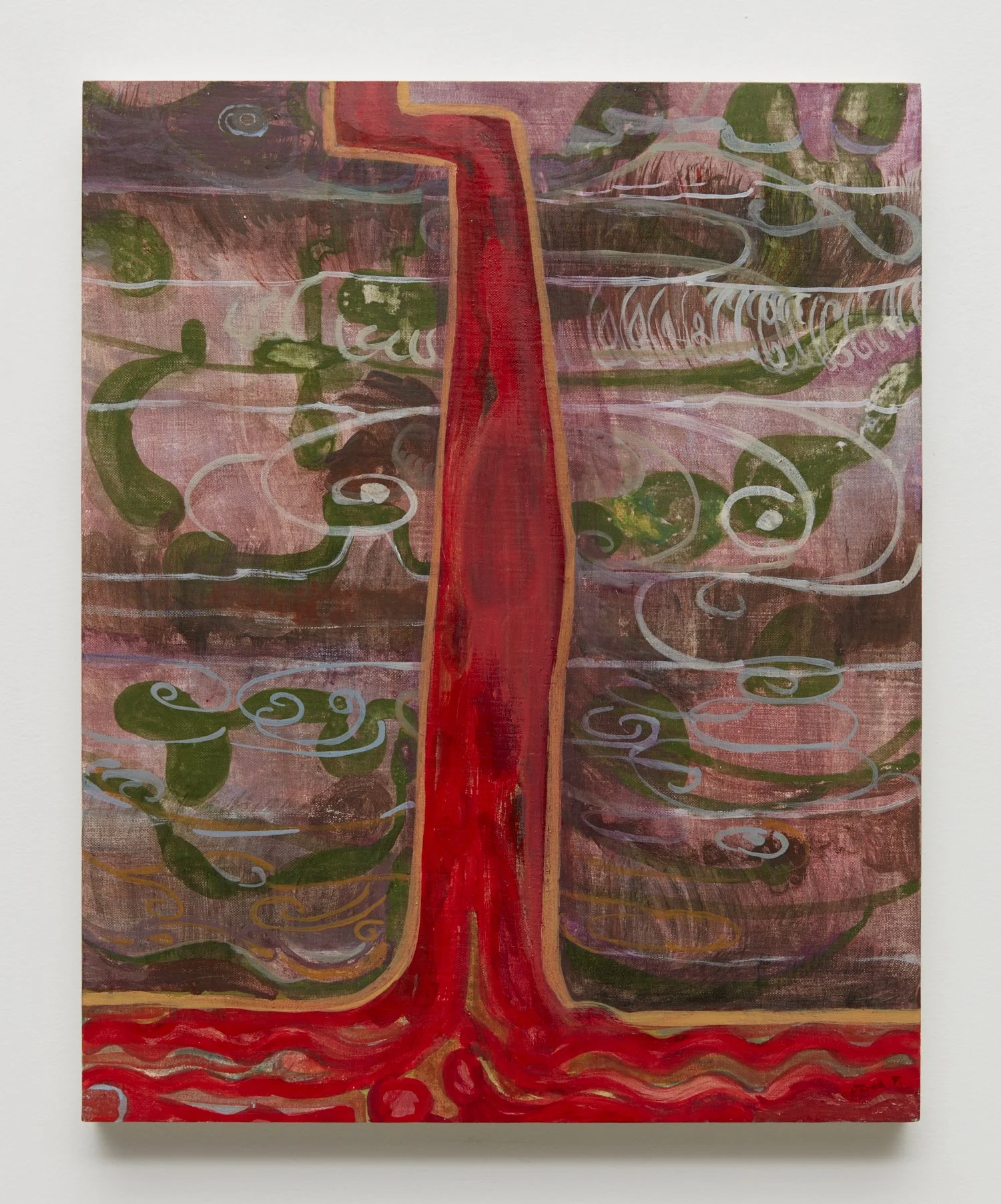 Red River, 1992, Egg tempera on linen lewan, 19.88 x 16 inches
