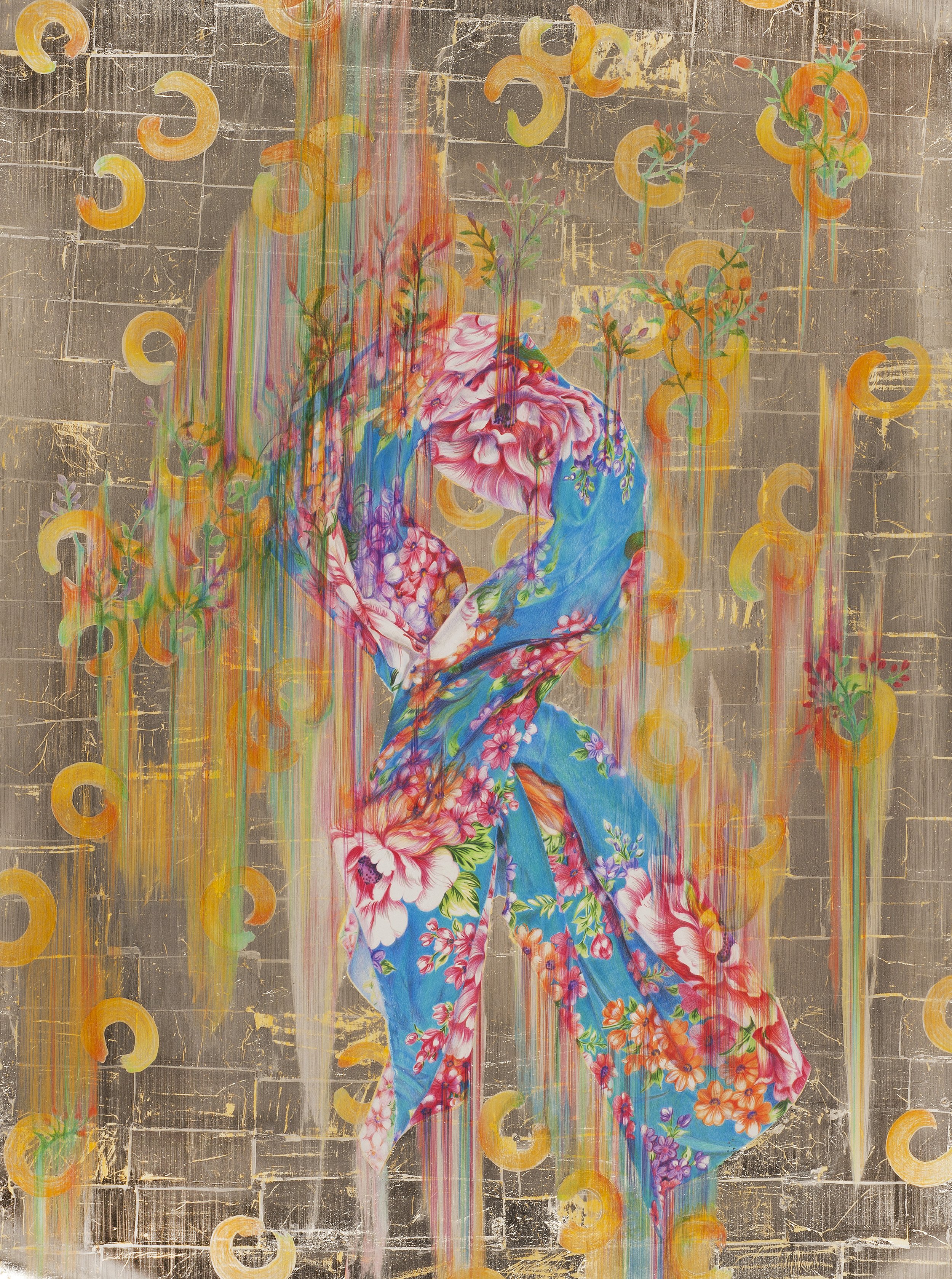 LEE, HUI CHI, Cycle of Life 2, 2023, Colored pencil and gold leaf on paper, 34.5 x 25.5 inches
