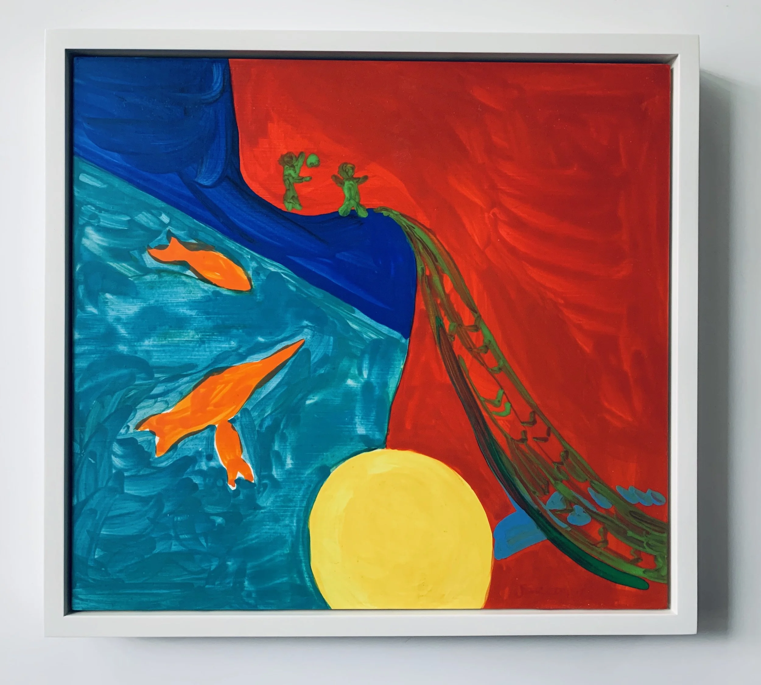 Children Playing by the Sea, 1985, Gouache on masonite, 10.25 x 11.25 inches
