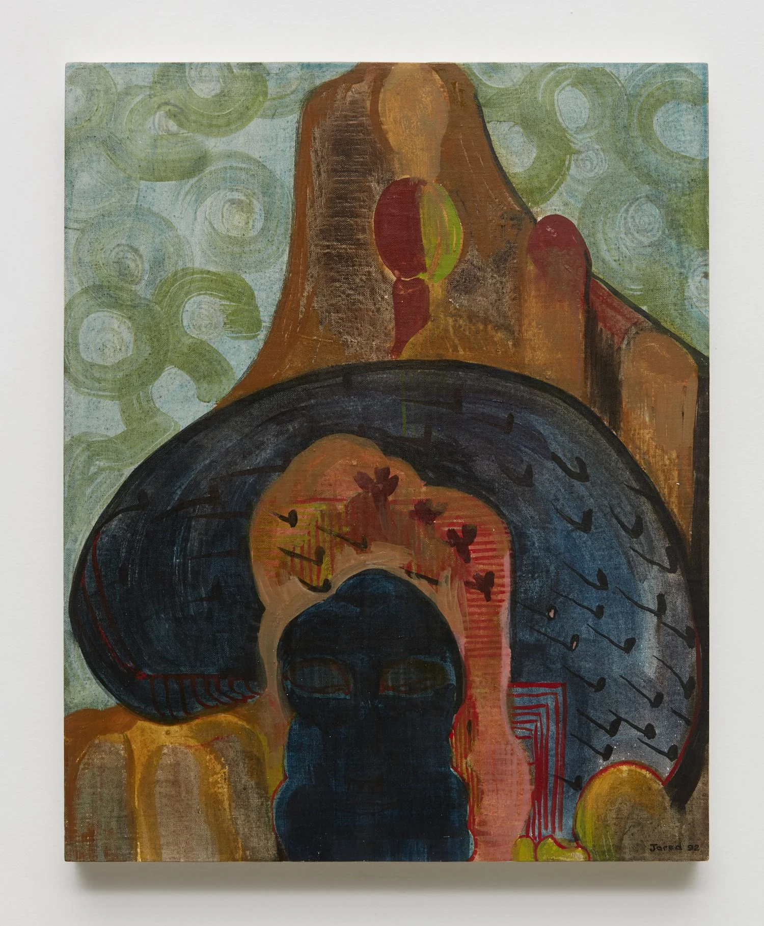 Spirit in the Cave, 1992, Egg tempera on linen lewan, 19.88 x 16 inches
