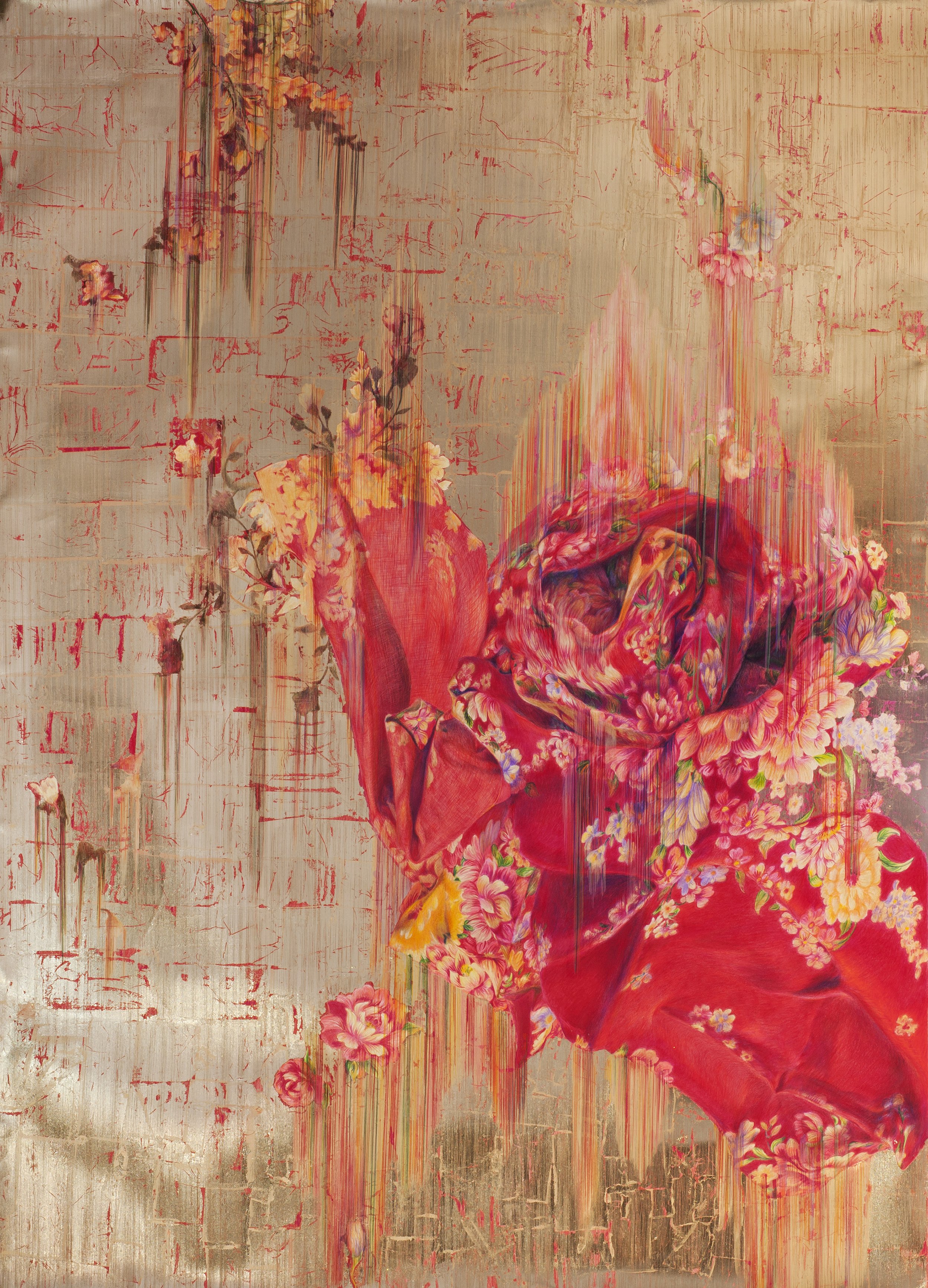 LEE, HUI CHI, Cycle of Life 1, 2023, Colored pencil and gold leaf on paper, 34.5 x 25.5 inches