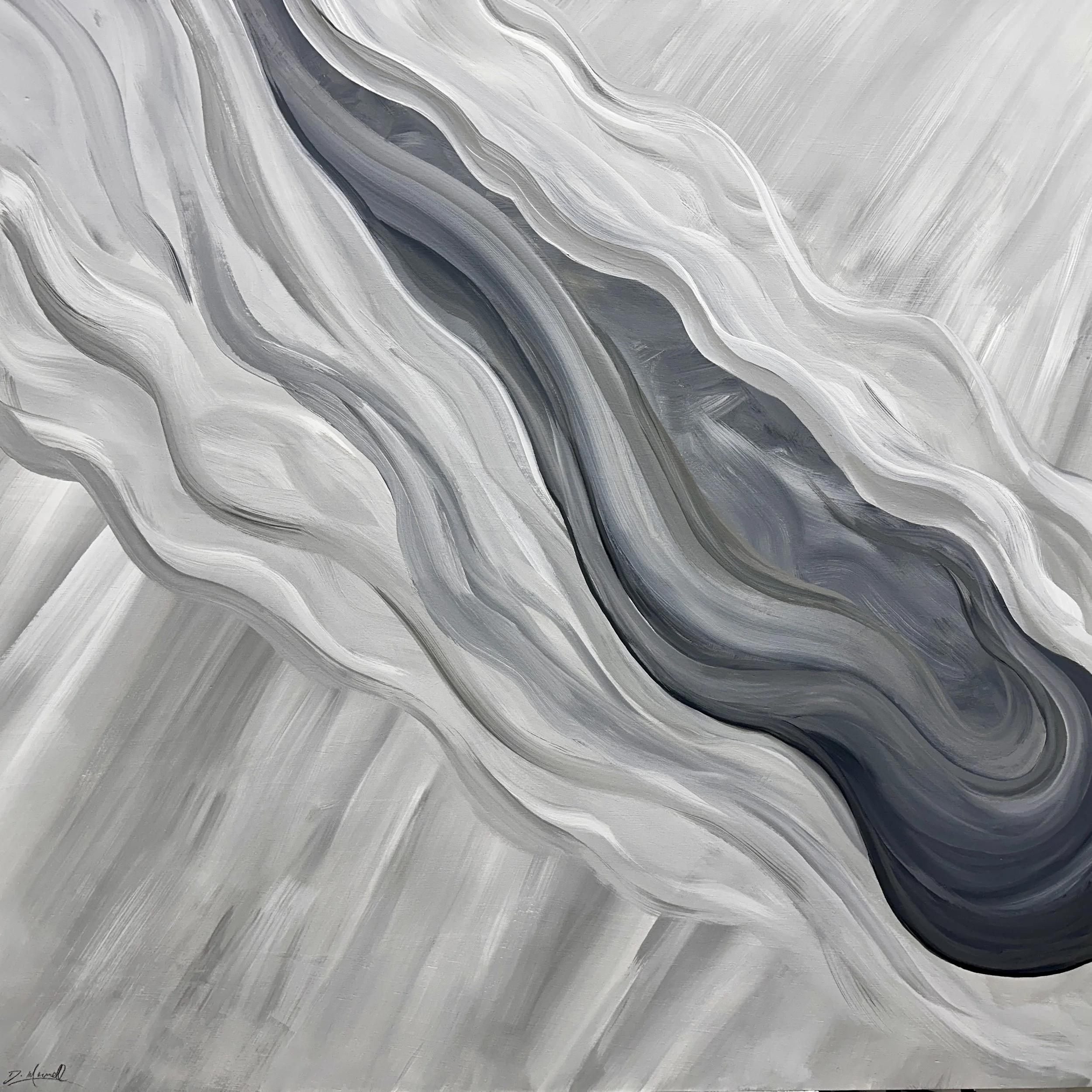 "Leviathan"  44" x 44" x 1.5"  $1200
Acrylic and cold wax on wood panel