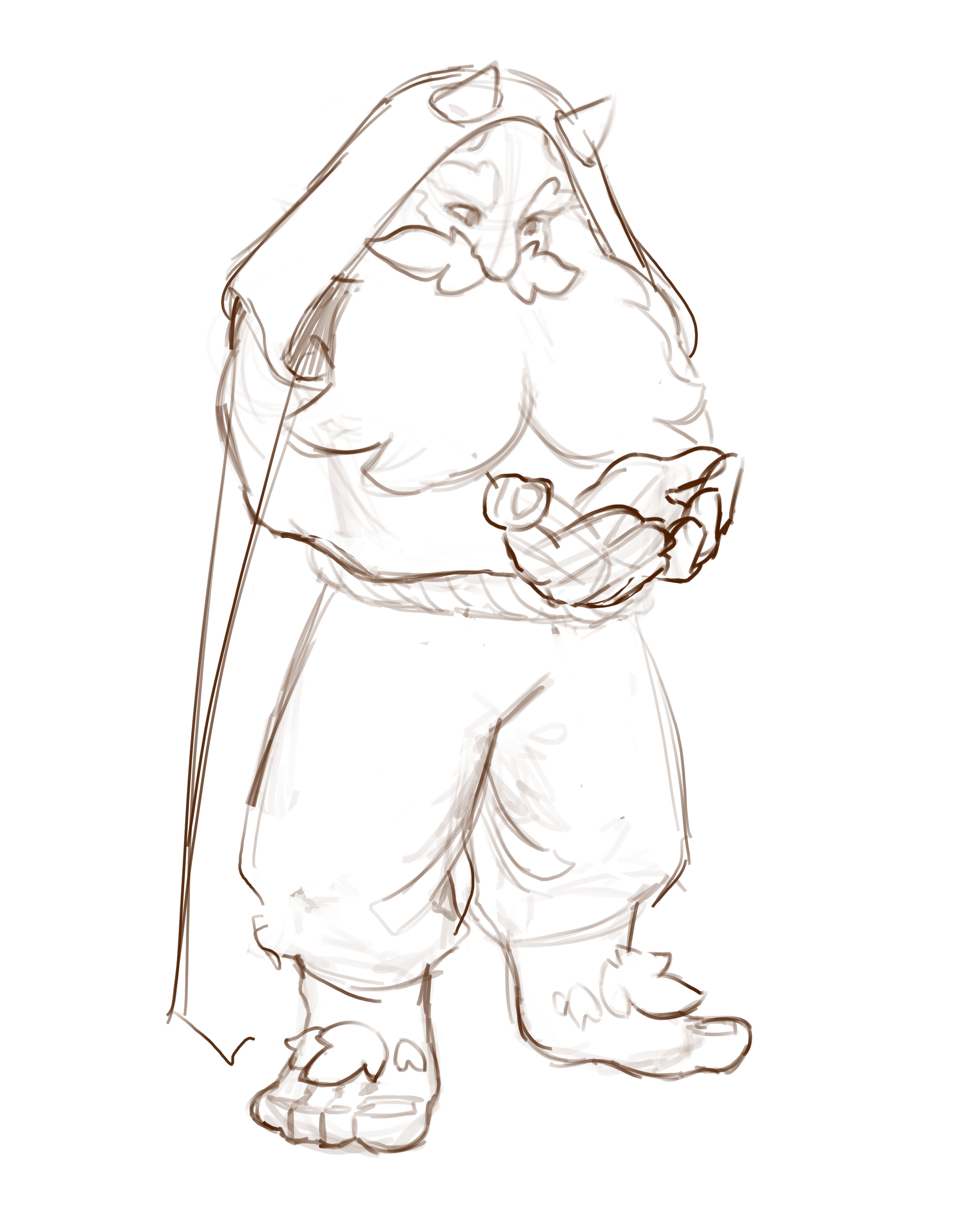 sketch of Gramble with hood